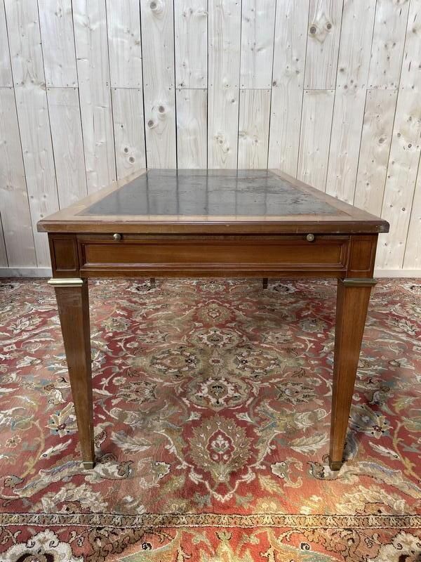 Bureau Plat De Style Louis XVI Cuir Noir photo vinterior