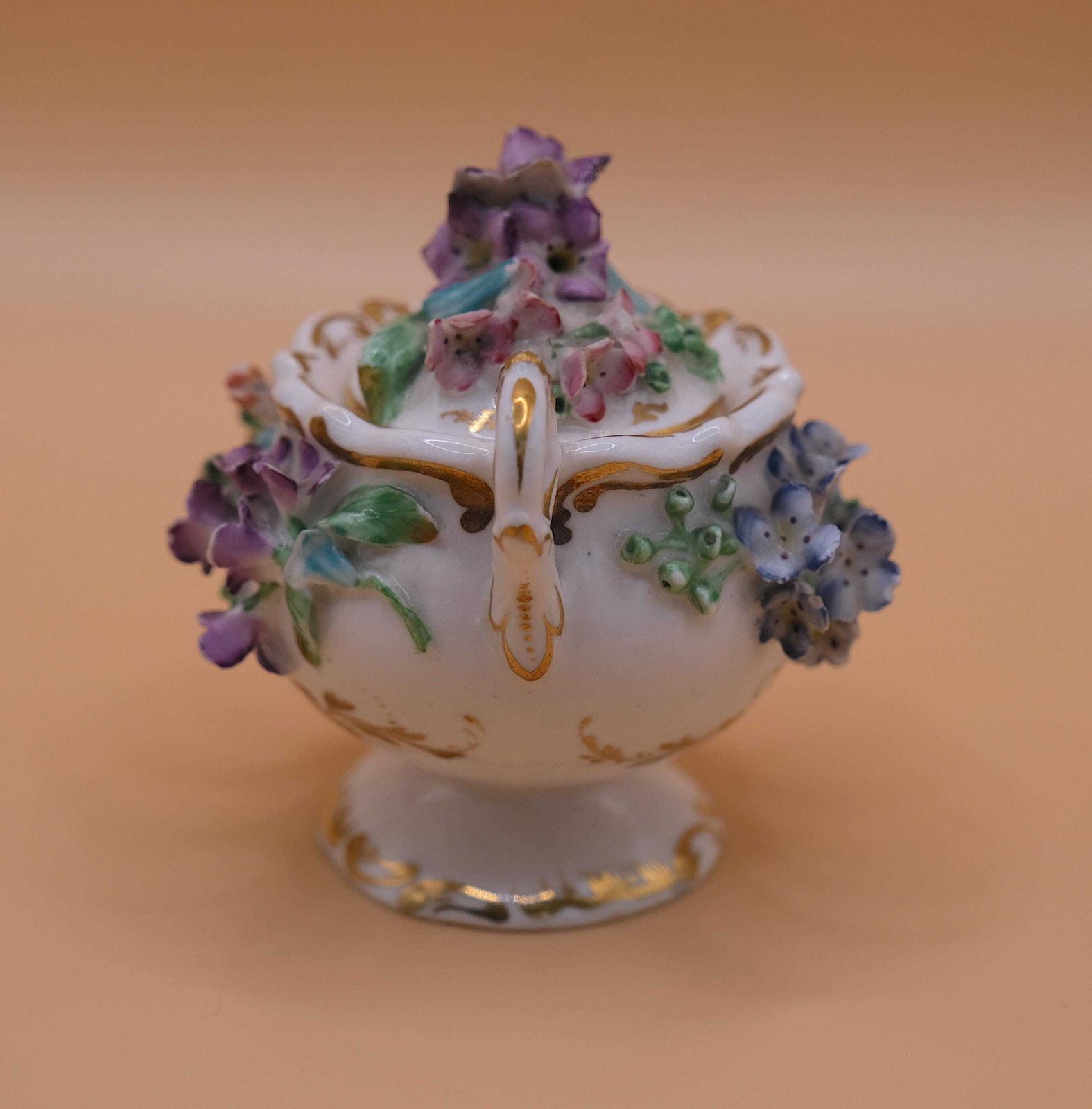 Coalport Coalbrookdale Porcelain Pot & Lid, Coalbrookdale Porcelain photo for sale