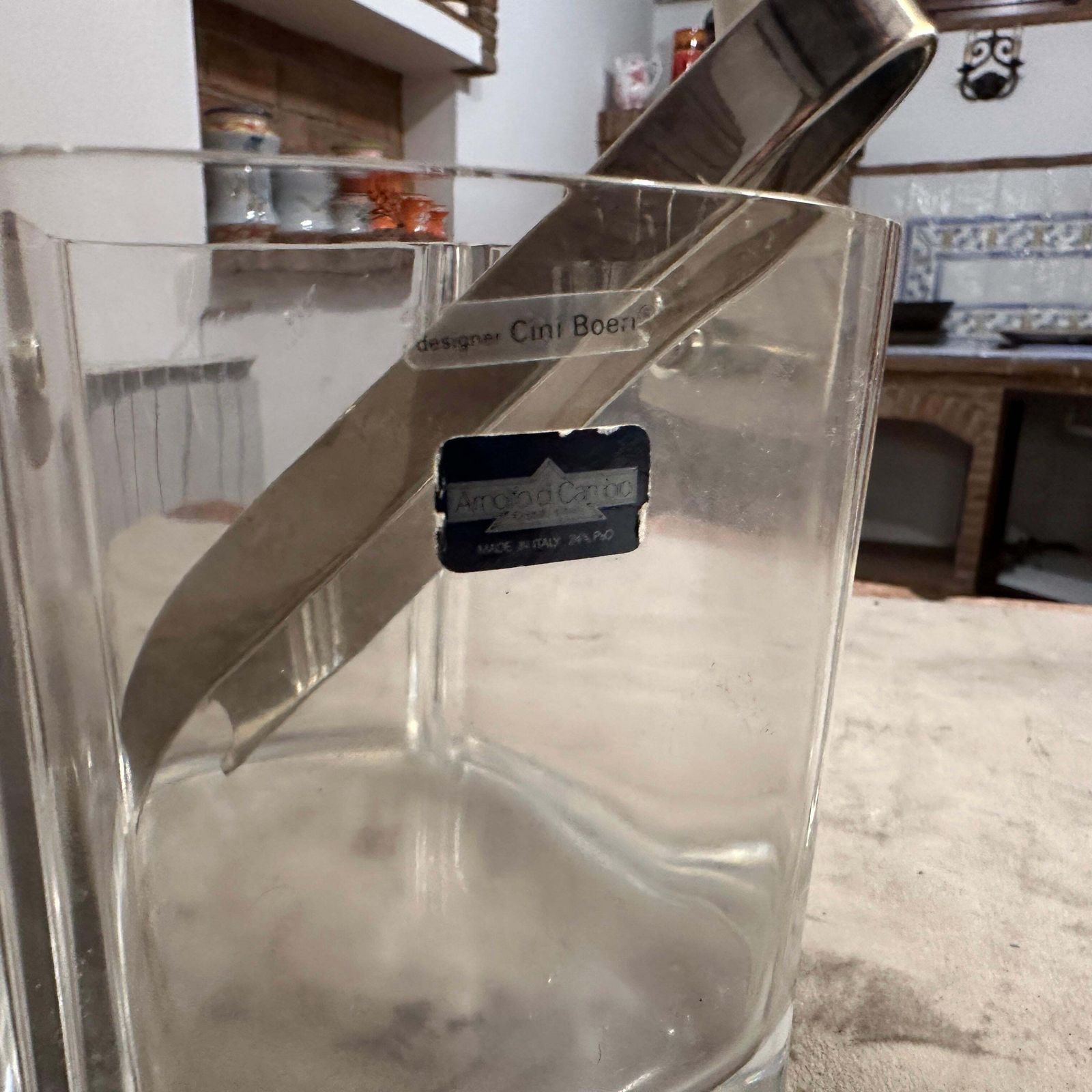 photo vintage A 1970s Modern Arnolfo Di Cambio Ice Bucket With A Lino Sabattini Ice Tongs