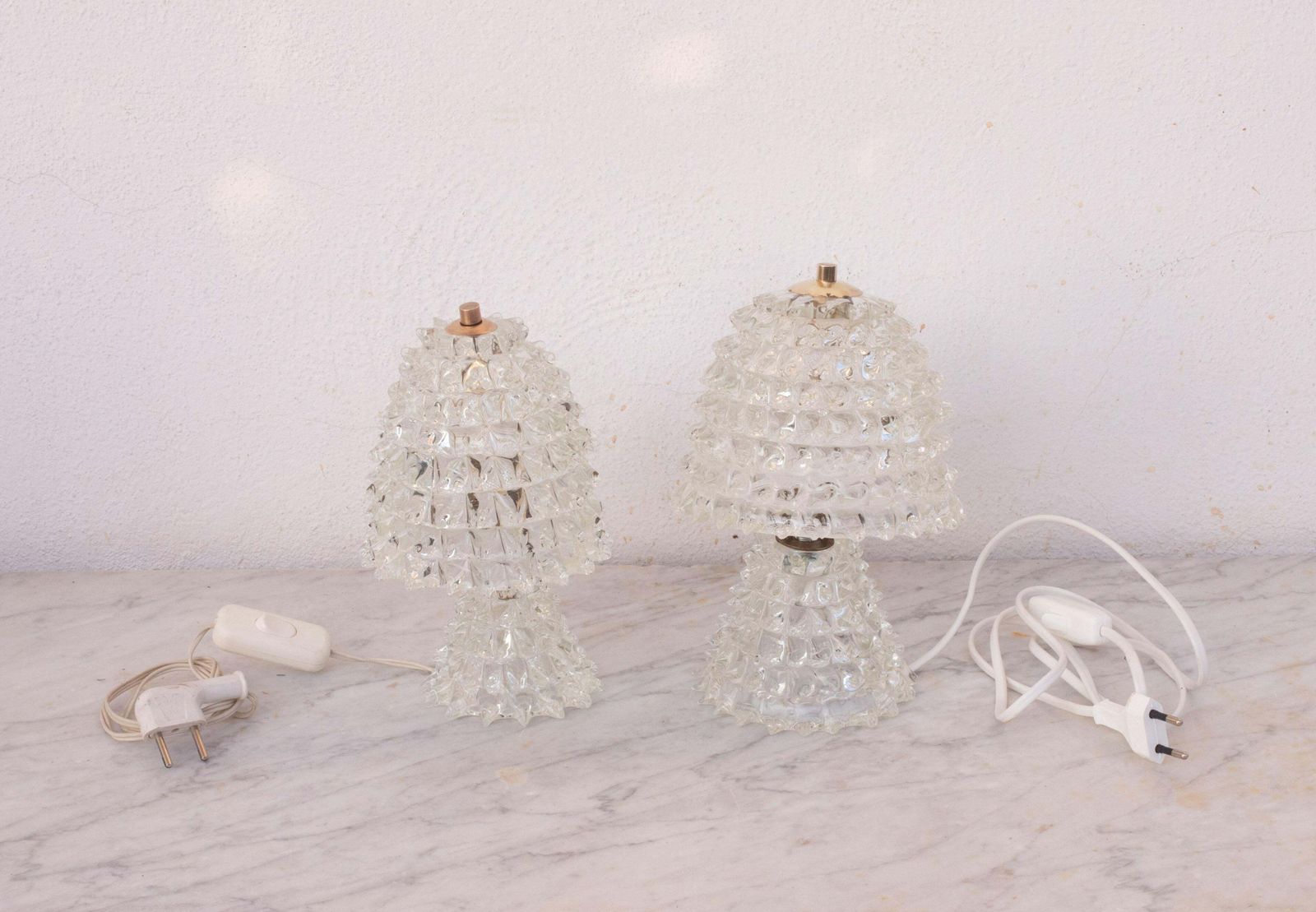 Set Of 2 Table Lamp In Rostrato Murano Glass Vase For Barovier & Toso, 1940 photo Lighting