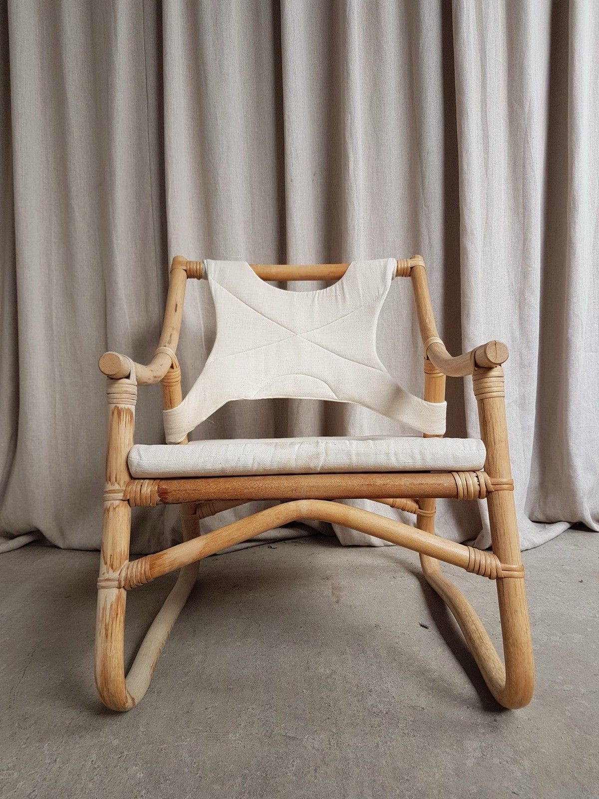Vtg Mid Century Bamboo Sling Armchair Chair Danish Bohemian Boho Scandi R808 photo buy