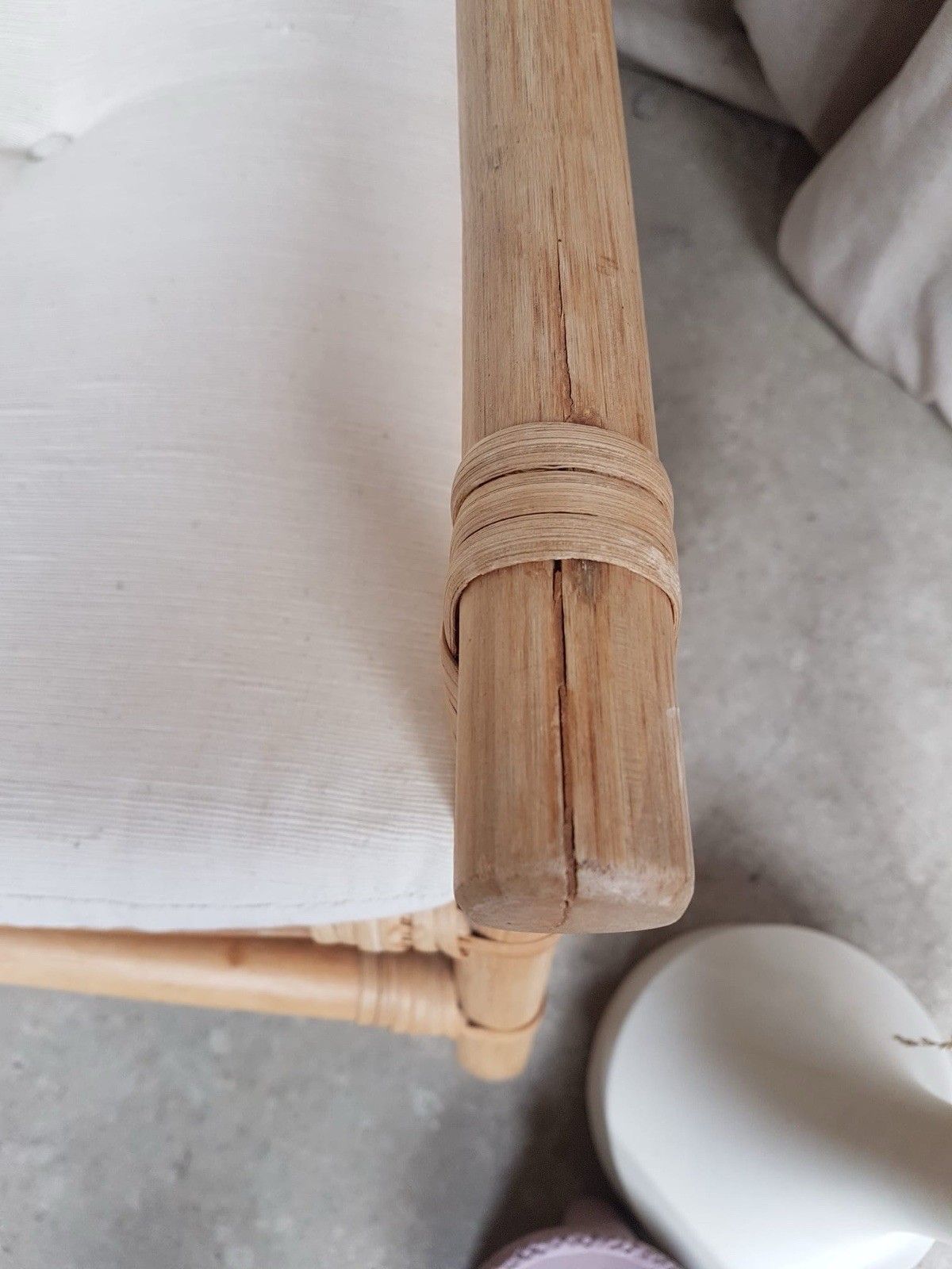 photo vinterior Vtg Mid Century Bamboo Sling Armchair Chair Danish Bohemian Boho Scandi R808