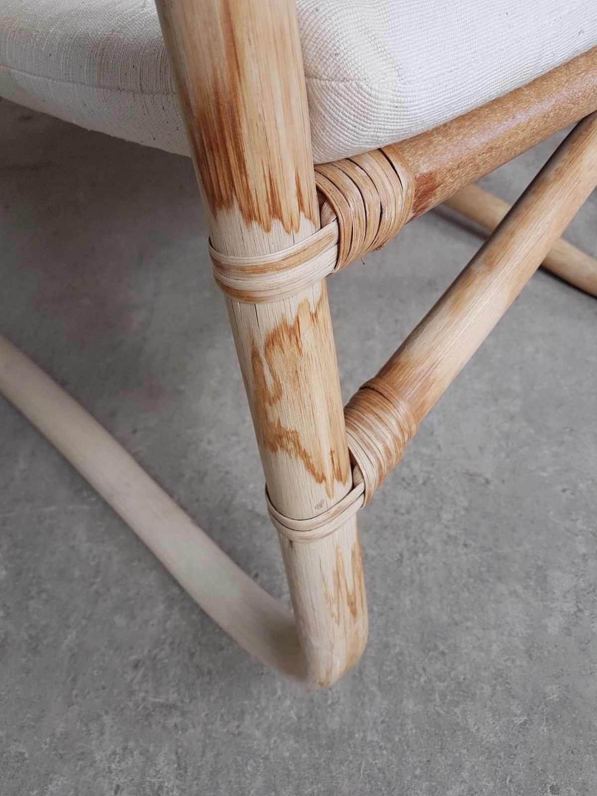 photo vintage Vtg Mid Century Bamboo Sling Armchair Chair Danish Bohemian Boho Scandi R808