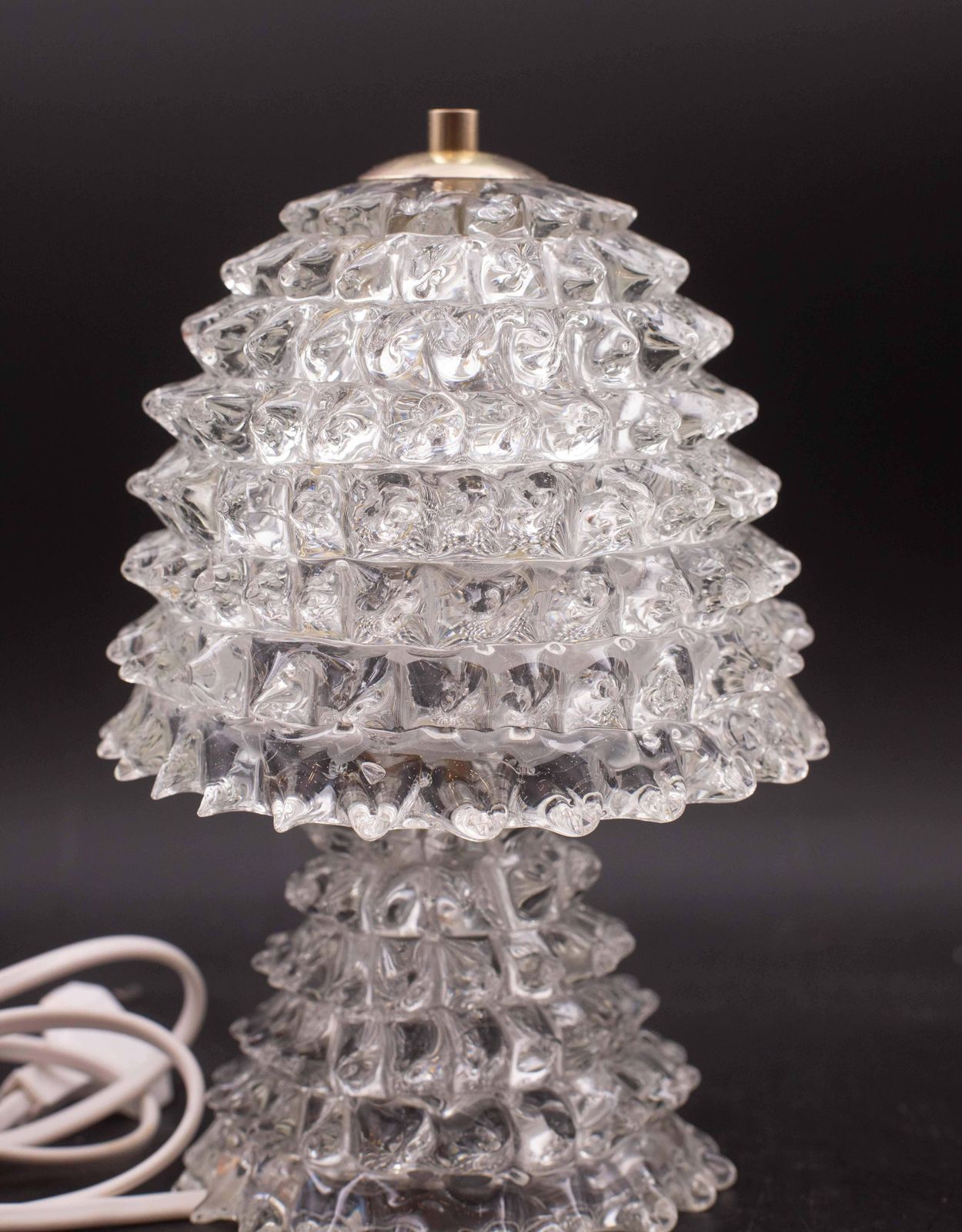 Charming Table Lamp In Rostrato Murano Glass Vase For Barovier & Toso, 1950s photo vinterior
