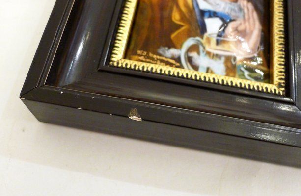 Small Male Portrait Painting, In Limoges Enamel Painted On Copper By Carmona, Mid 20th Century photo furniture