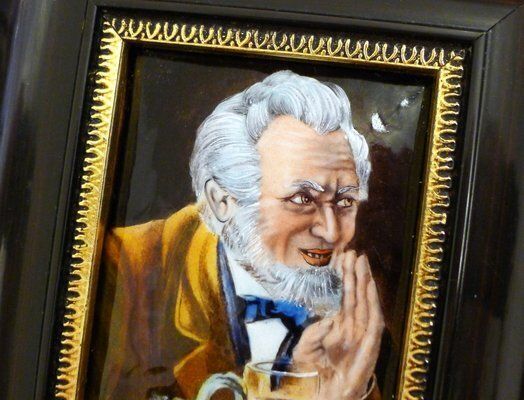 Small Male Portrait Painting, In Limoges Enamel Painted On Copper By Carmona, Mid 20th Century photo Art