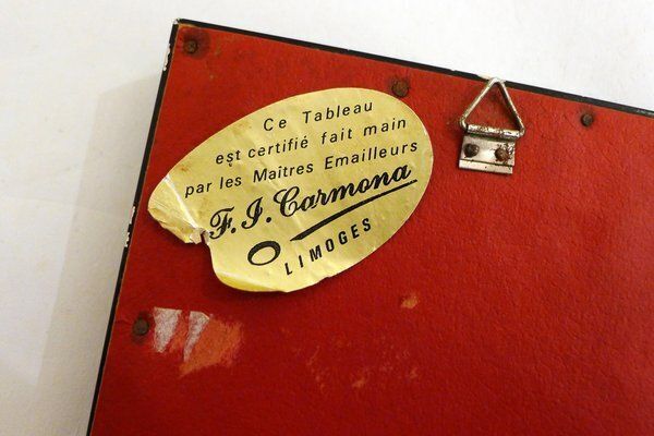 Small Male Portrait Painting, In Limoges Enamel Painted On Copper By Carmona, Mid 20th Century photo 90.0