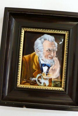 Small Male Portrait Painting, In Limoges Enamel Painted On Copper By Carmona, Mid 20th Century photo vinterior