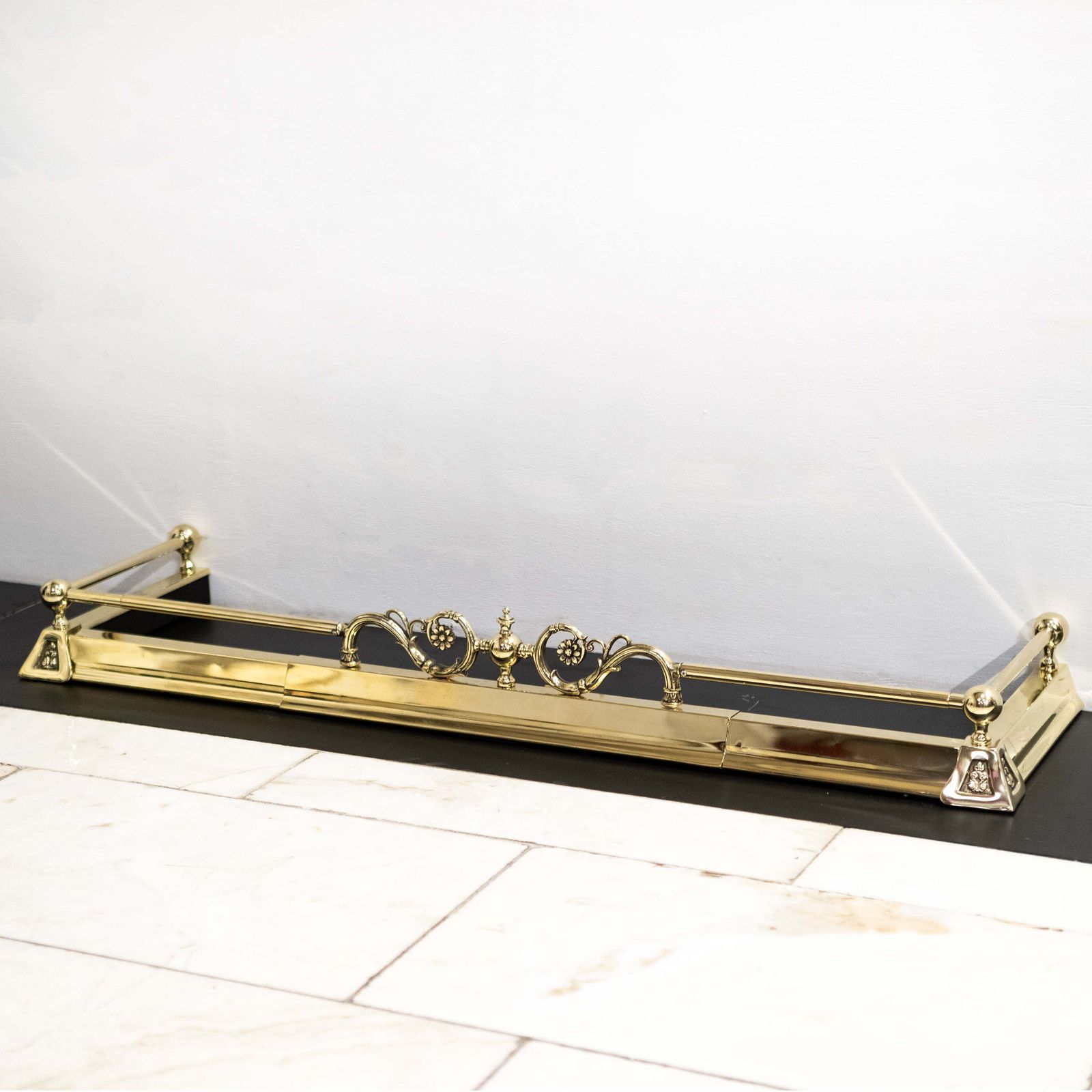Antique Adjustable Brass Fireplace Fender