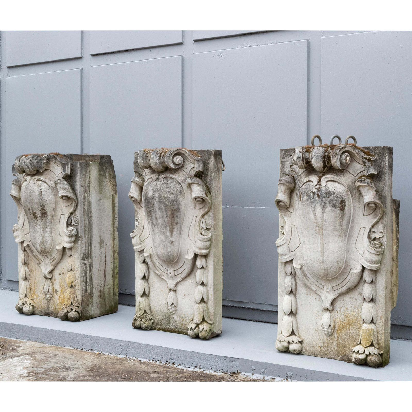 3 Monumental Antique Carved Keystones | London Building Facade photo buy