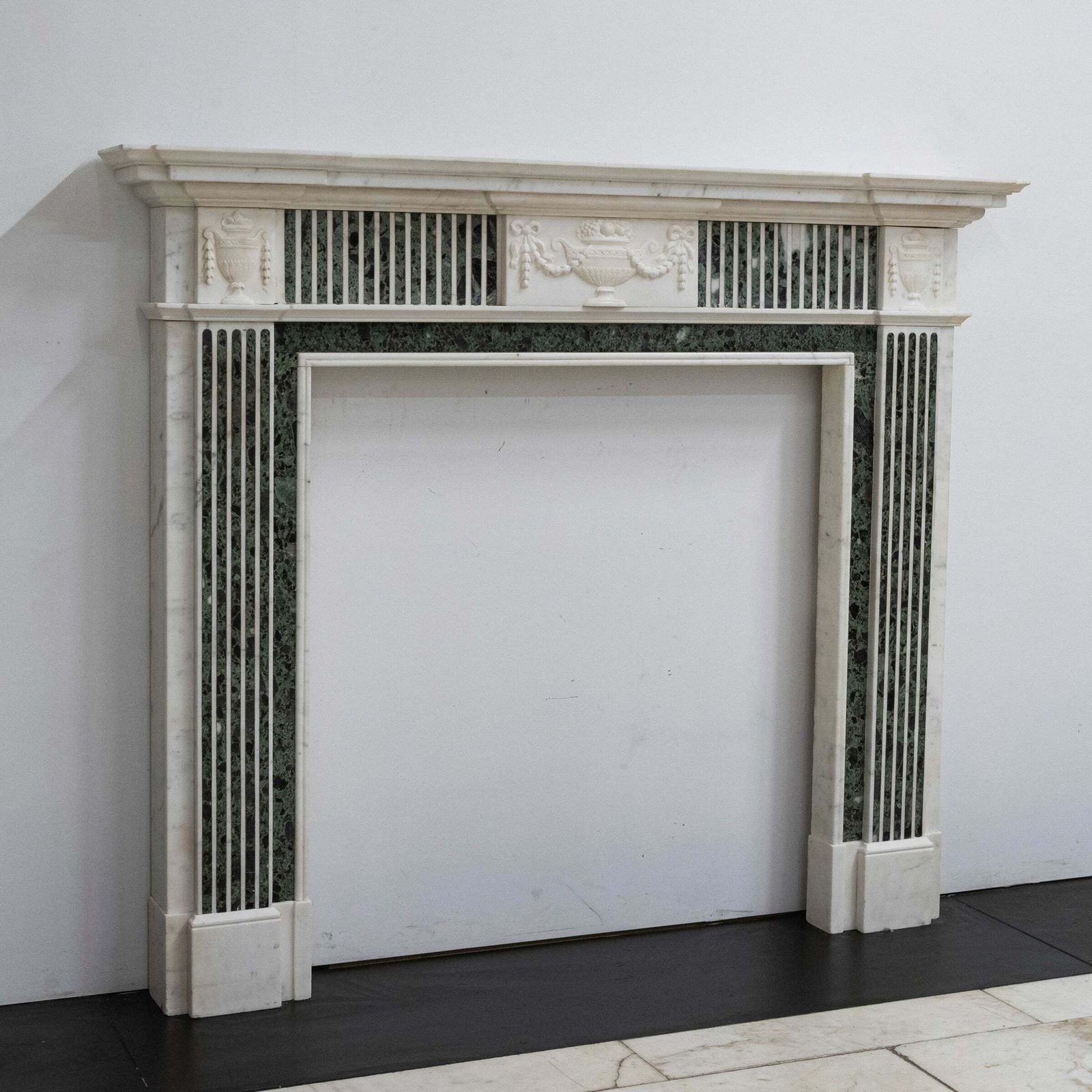 photo for sale Reclaimed Georgian Style Statuary & Verde Marble Surround (Pair Available)
