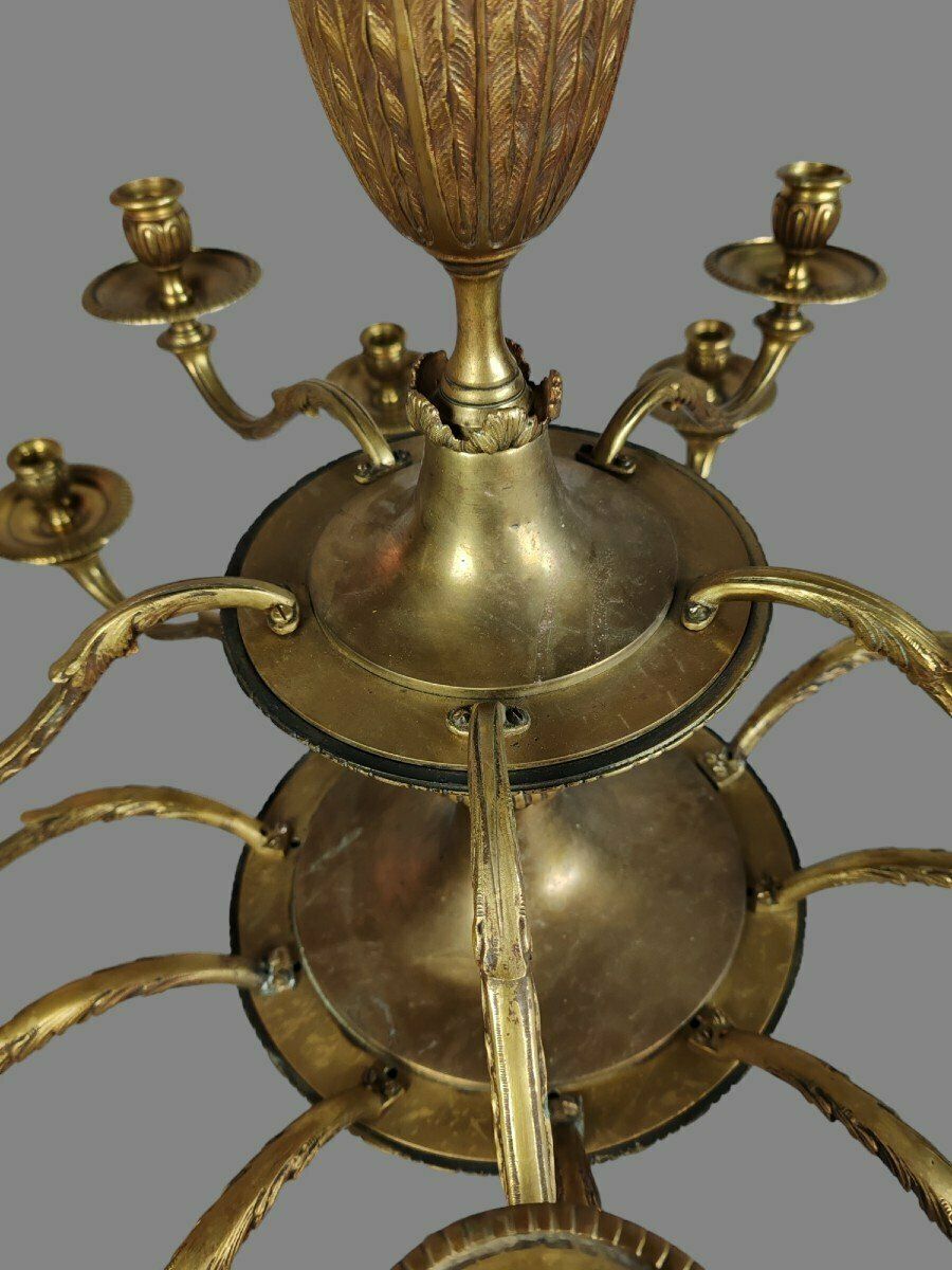 Lustre en bronze de style Louis XVI, milieu du XXe siècle photo Luminaires