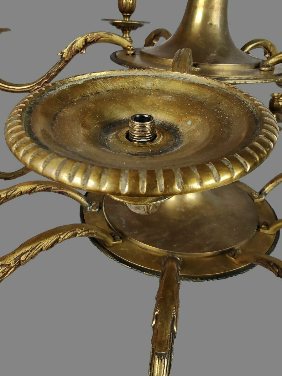 Lustre en bronze de style Louis XVI, milieu du XXe siècle photo vintage