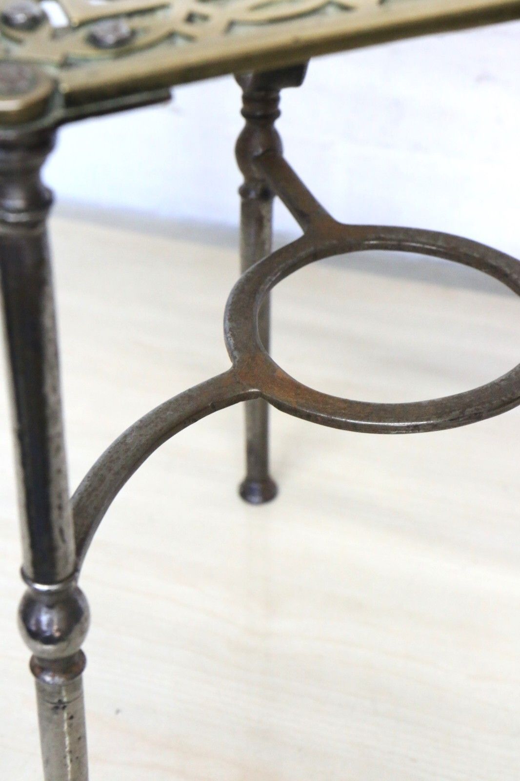 Antique Brass Footman Trivet Mid 19th Century Decorative Wrought Iron Base photo buy
