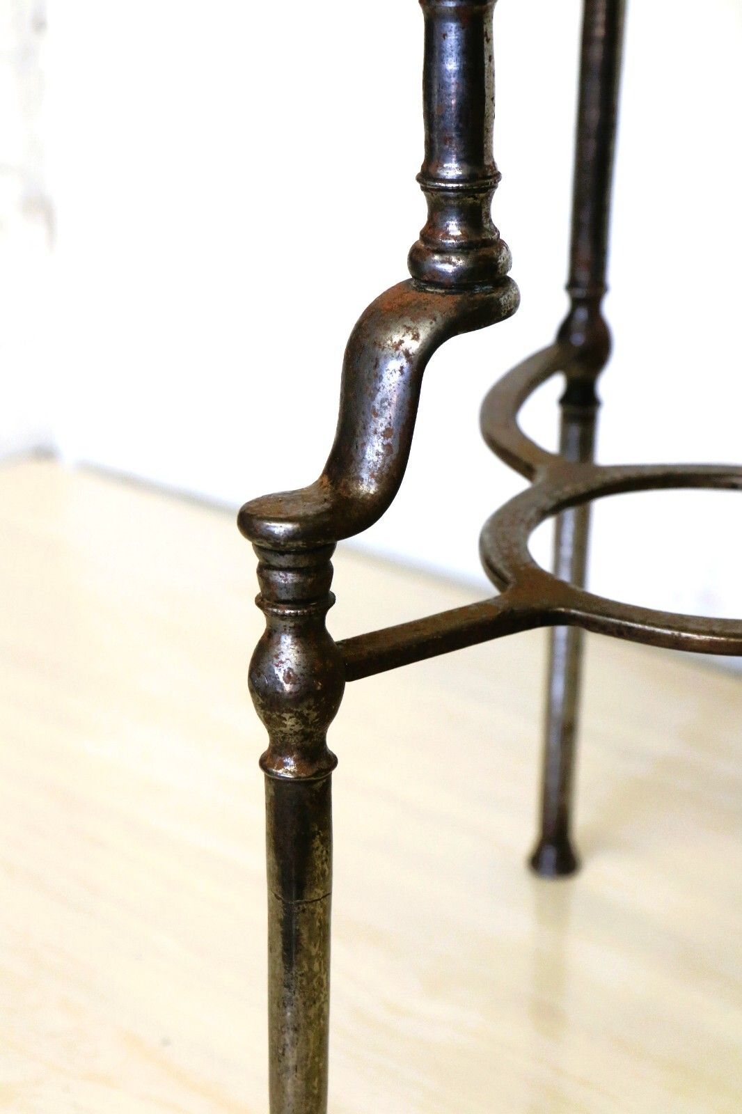 Home Fixtures Antique Brass Footman Trivet Mid 19th Century Decorative Wrought Iron Base photo