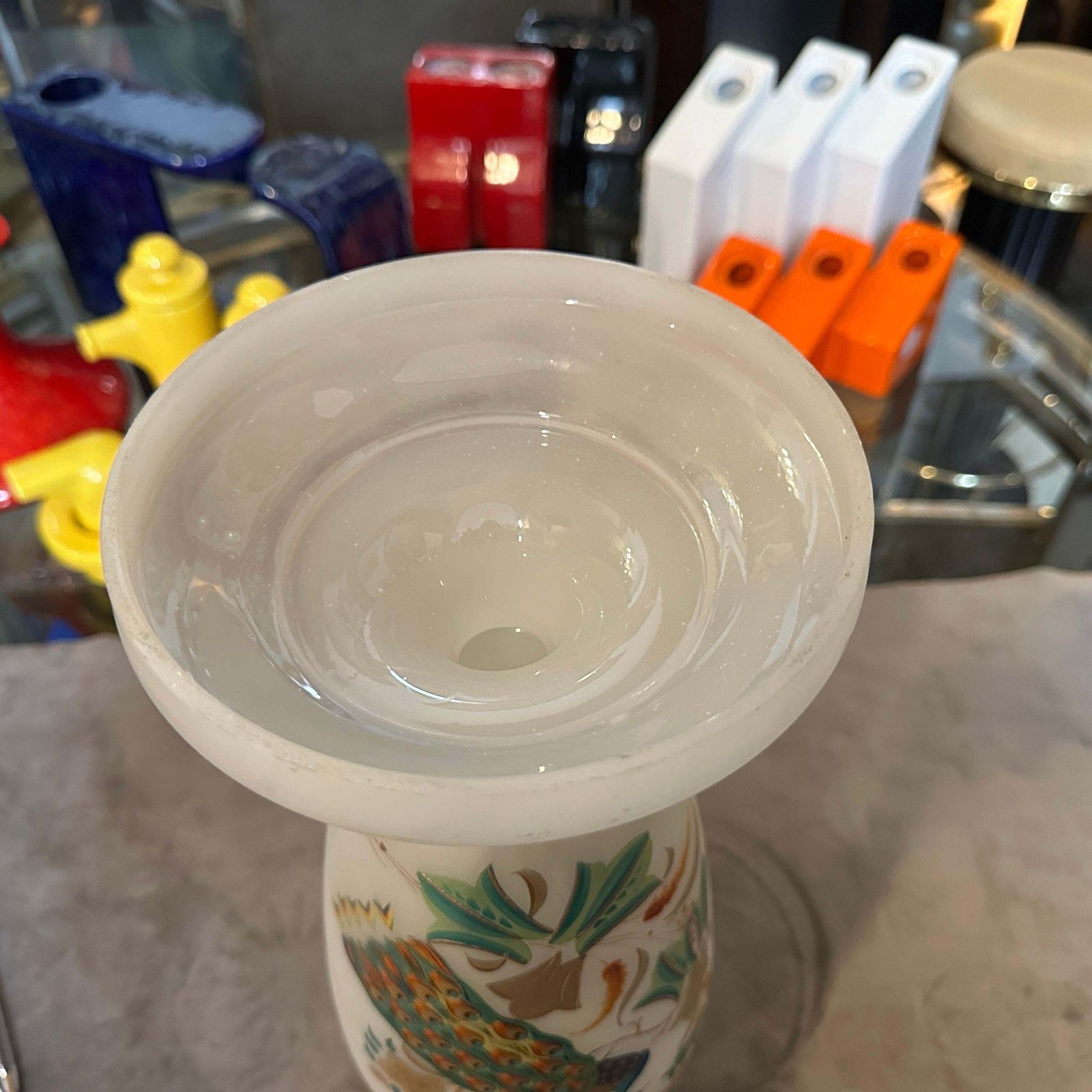 An Art Nouveau Hand Painted Opaline Glass Italian Vase photo for sale