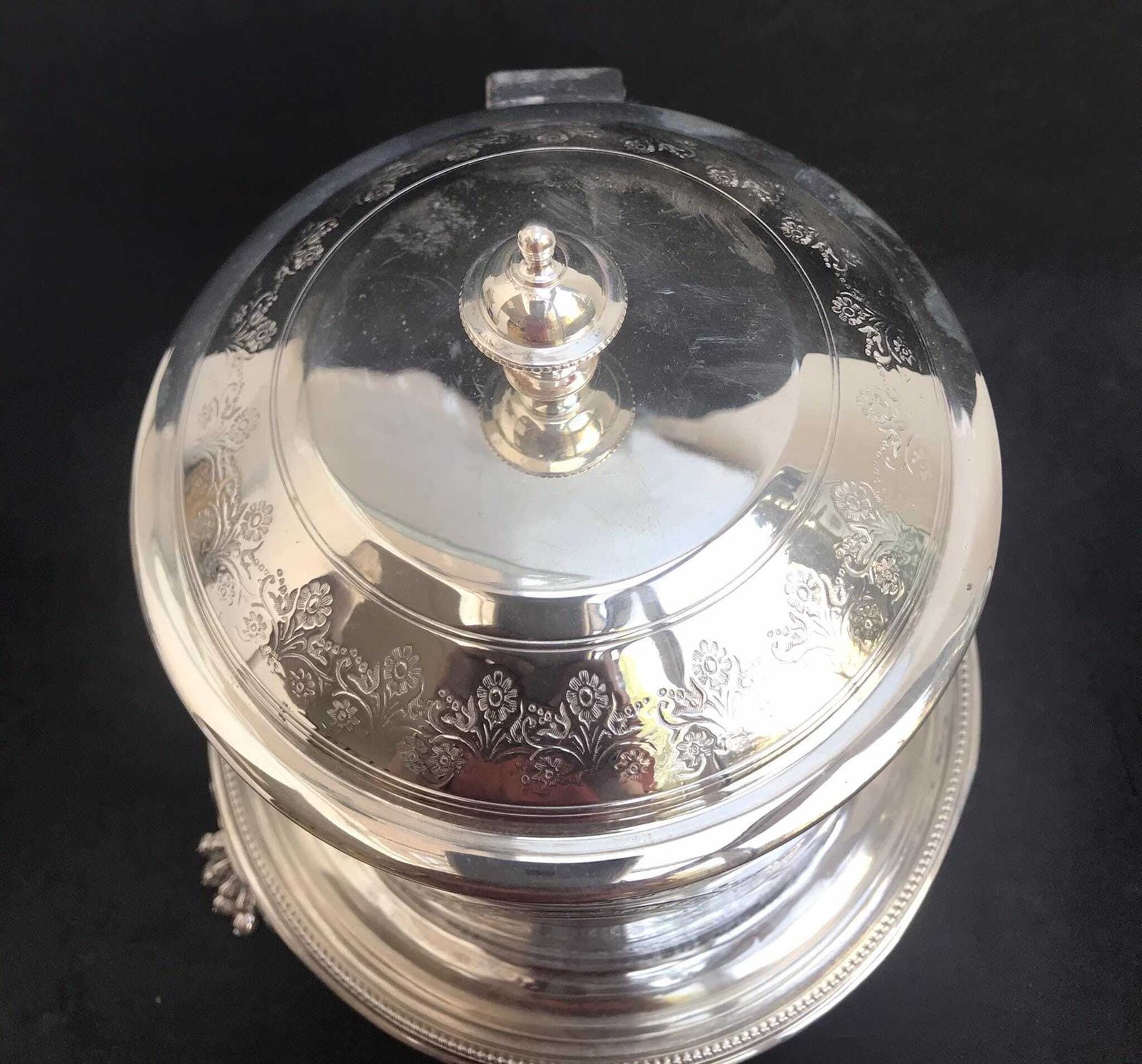 Biscuit Barrel William Hutton And Son Silver Plated Biscuit Box, Cookies Jar Victorian Biscuit Jar Cookie Jar England Gift For Her photo vintage