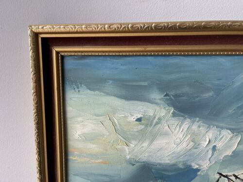 photo vinterior Vintage Framed Large Original Oil Painting Of Clipper Sailing Ship By Doreen Bell
