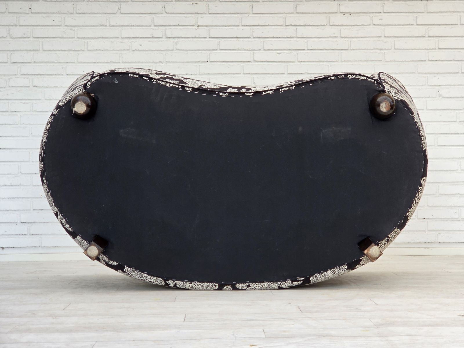 1960s, Danish 2 Seater "Banan" Sofa, Black White Fabric, Beech Wood. photo Furniture