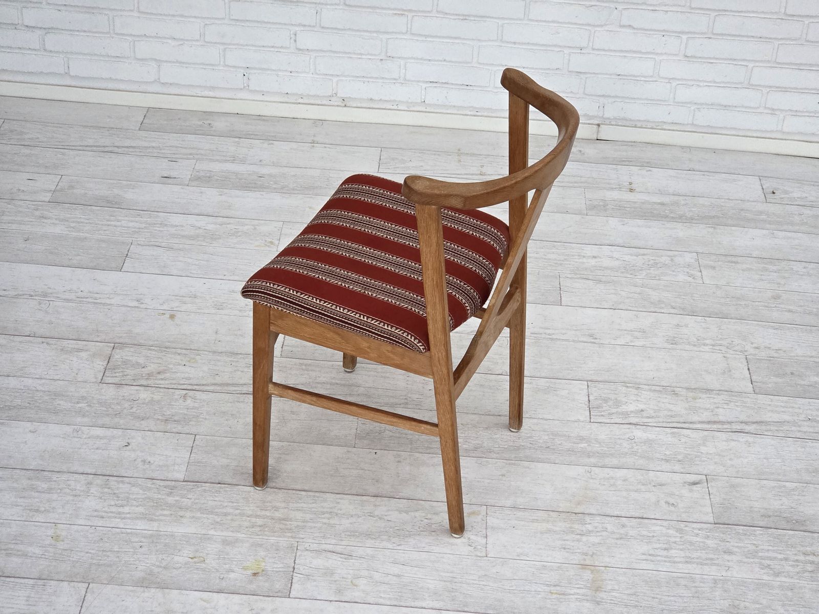 600.0 1960s, Pair Of Danish Dining Chairs, Solid Oak Wood, Furniture Wool. photo