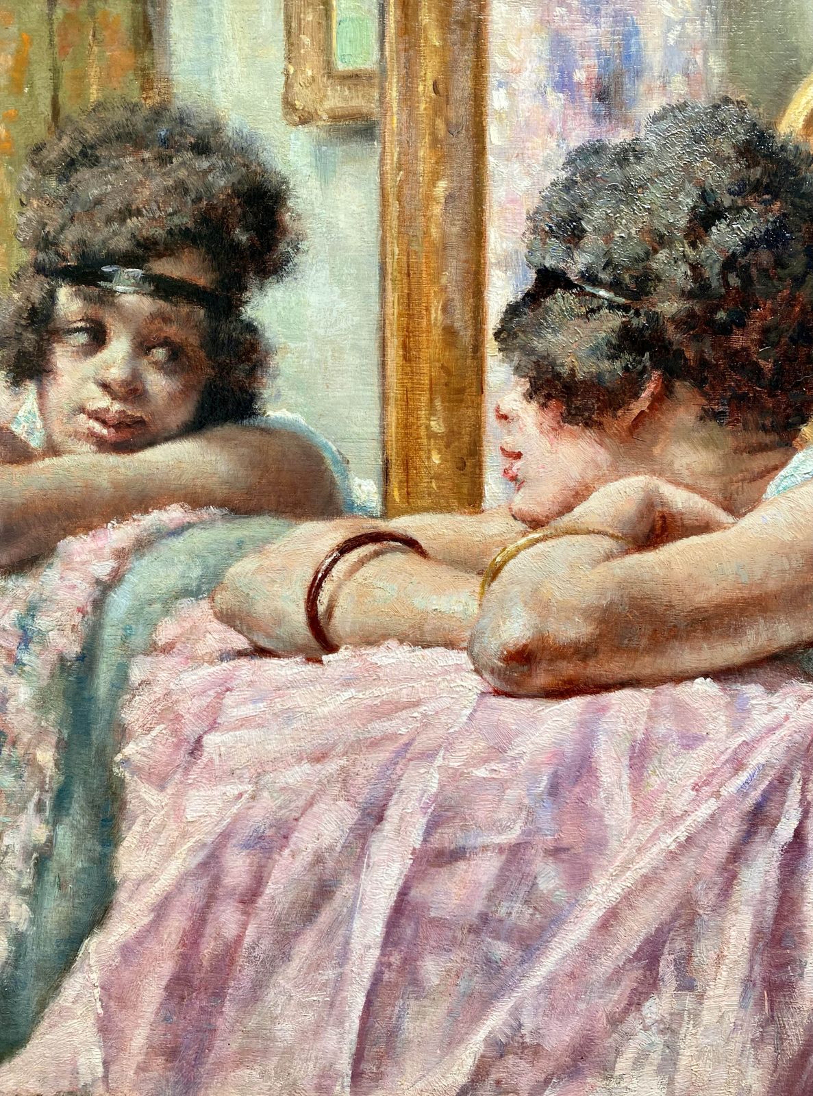 'Girl At The Mirror' Door Victor Abeloos (1881 – 1965), Gesigneerd En Gedateerd 1920 photo vinterior