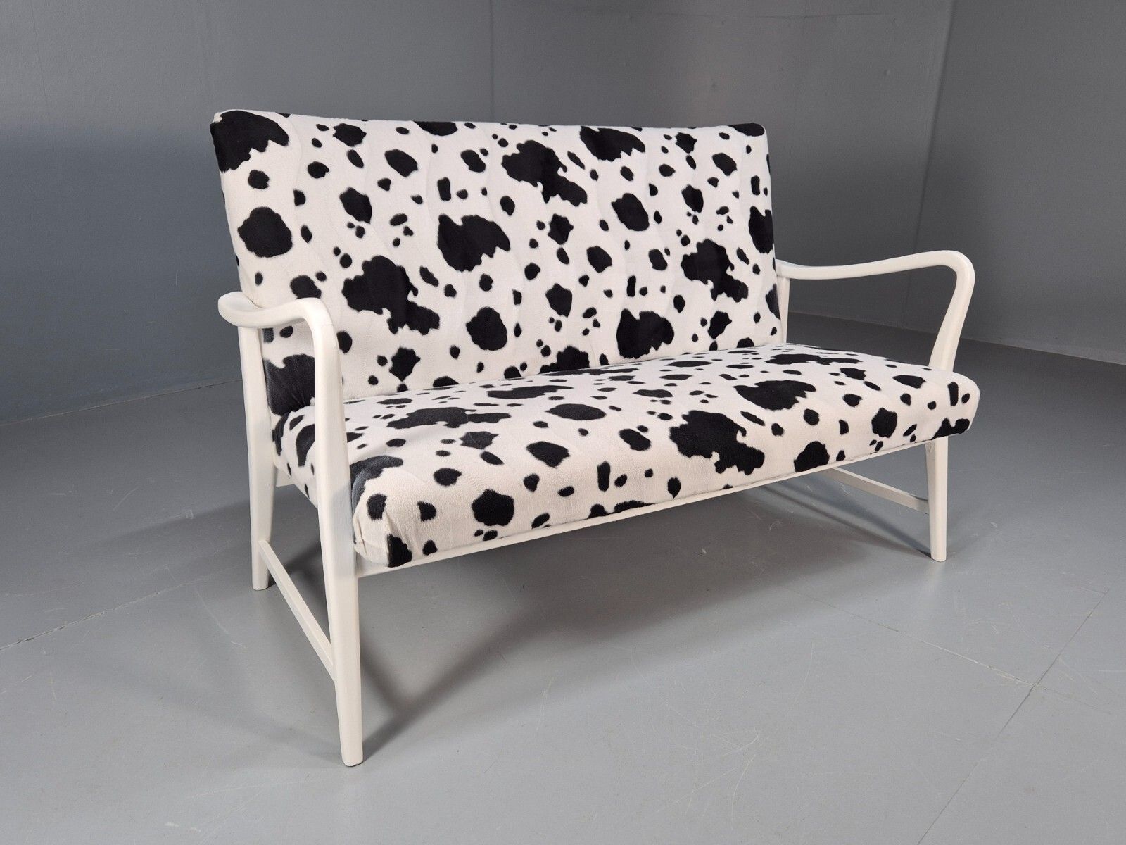 Vintage Danish Mid Century Sofa Cow Print Retro 1950s Mcm Eb9393 M2ss