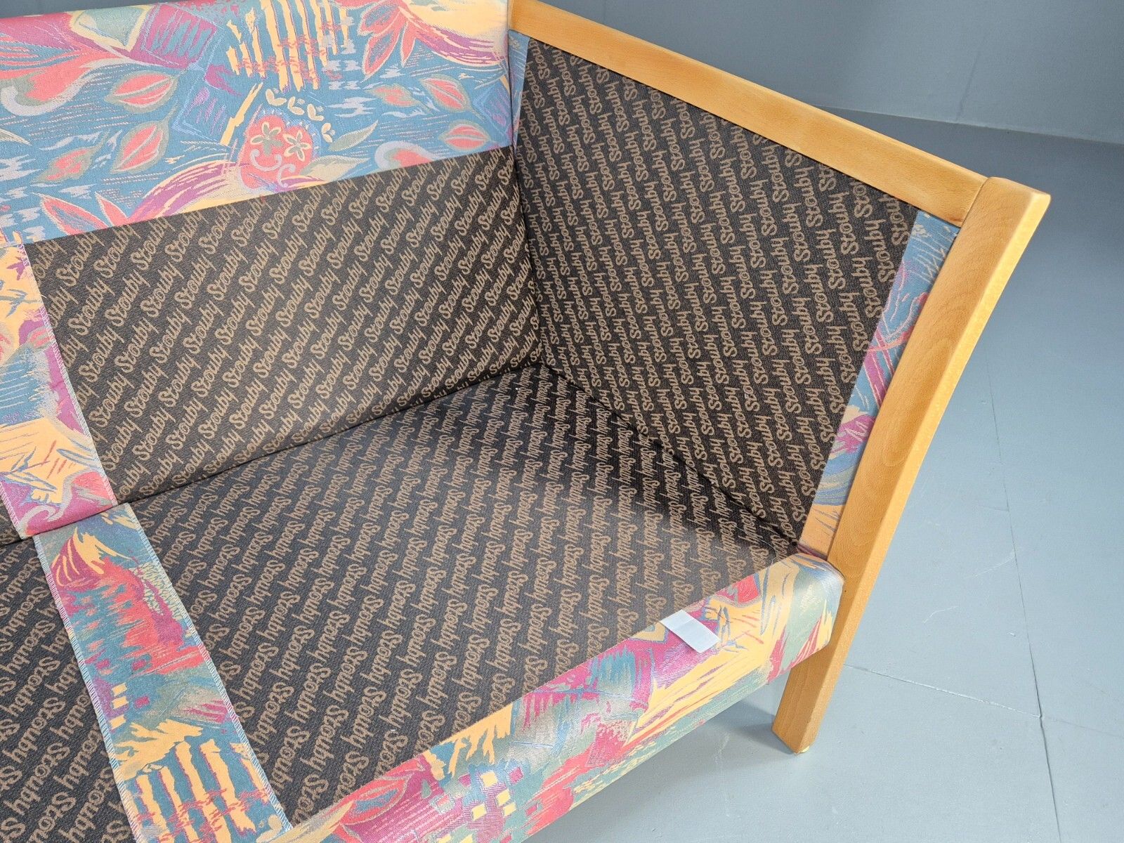 Furniture Vintage Danish 2 Seat Sofa Floral Cotton Print Stouby Beech Ends Eb9097 M2ss photo