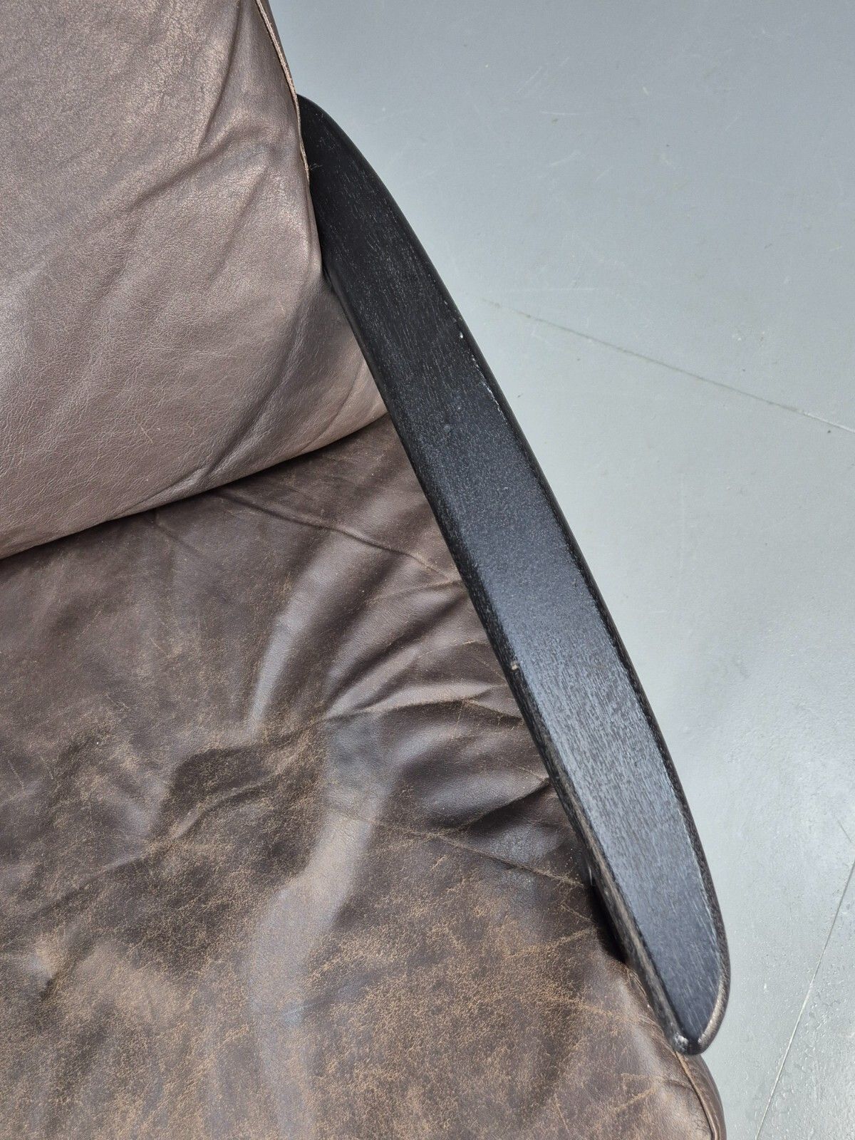 Vintage Danish Lounge Chair Brown Leather Beech Frame 1960s Retro Eb8965 Mnor photo vinterior