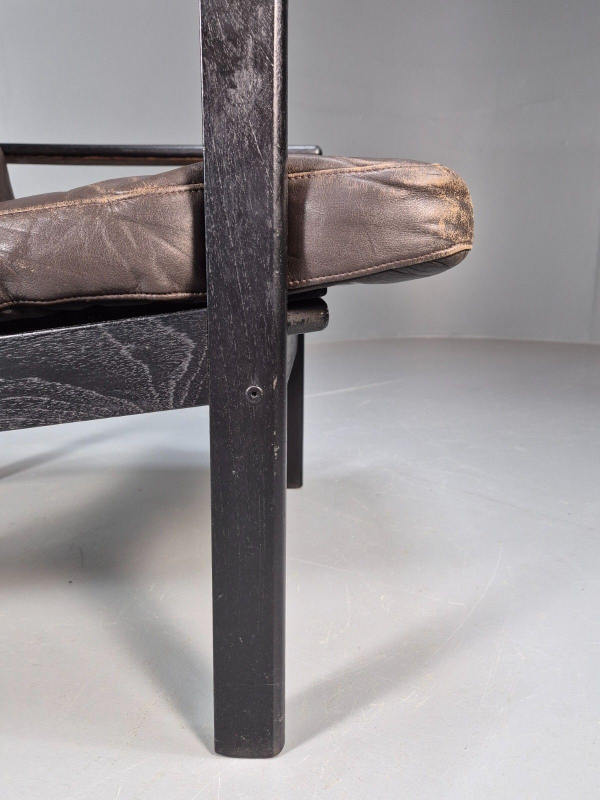 photo for sale Vintage Danish Lounge Chair Brown Leather Beech Frame 1960s Retro Eb8965 Mnor
