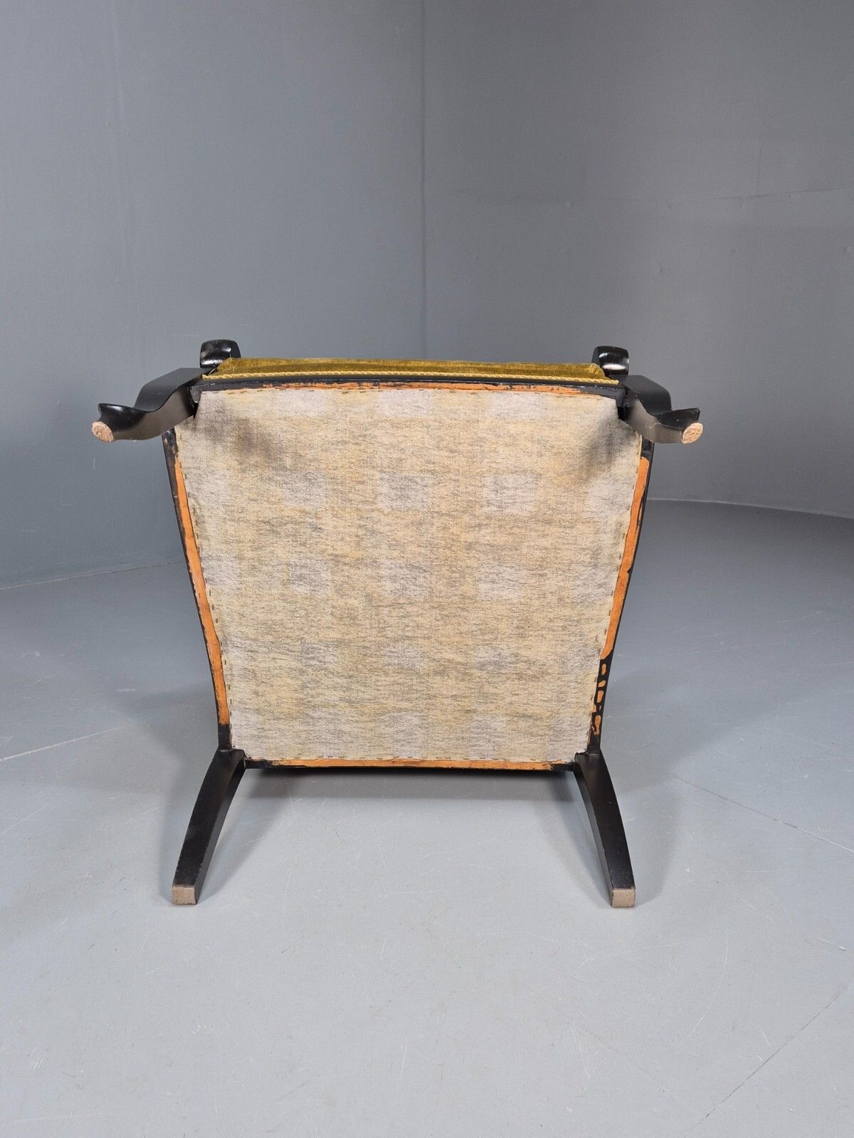 photo furniture Vintage Danish Lounge Chair Gold Velour Wood Frame Empire Style Eb8933 Vclo