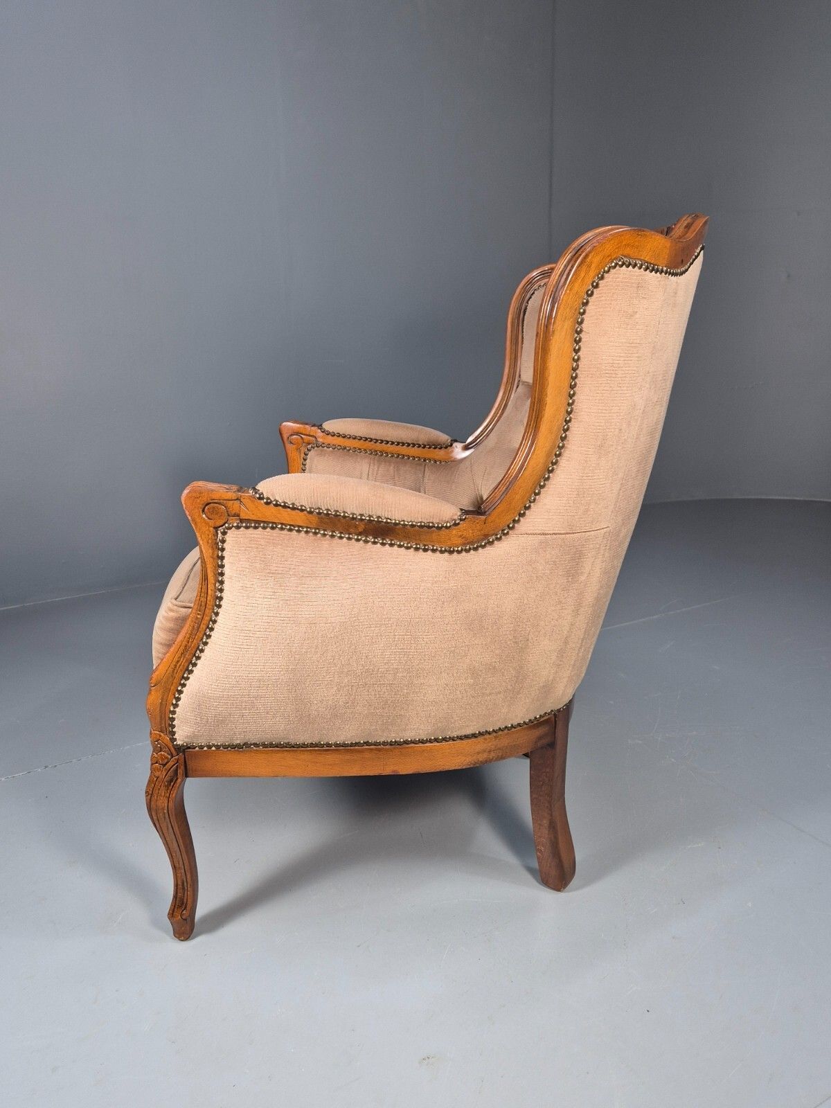 Vintage Danish Lounge Chair Beige Velour Beech Antique French Style Eb8930 Vclo photo furniture