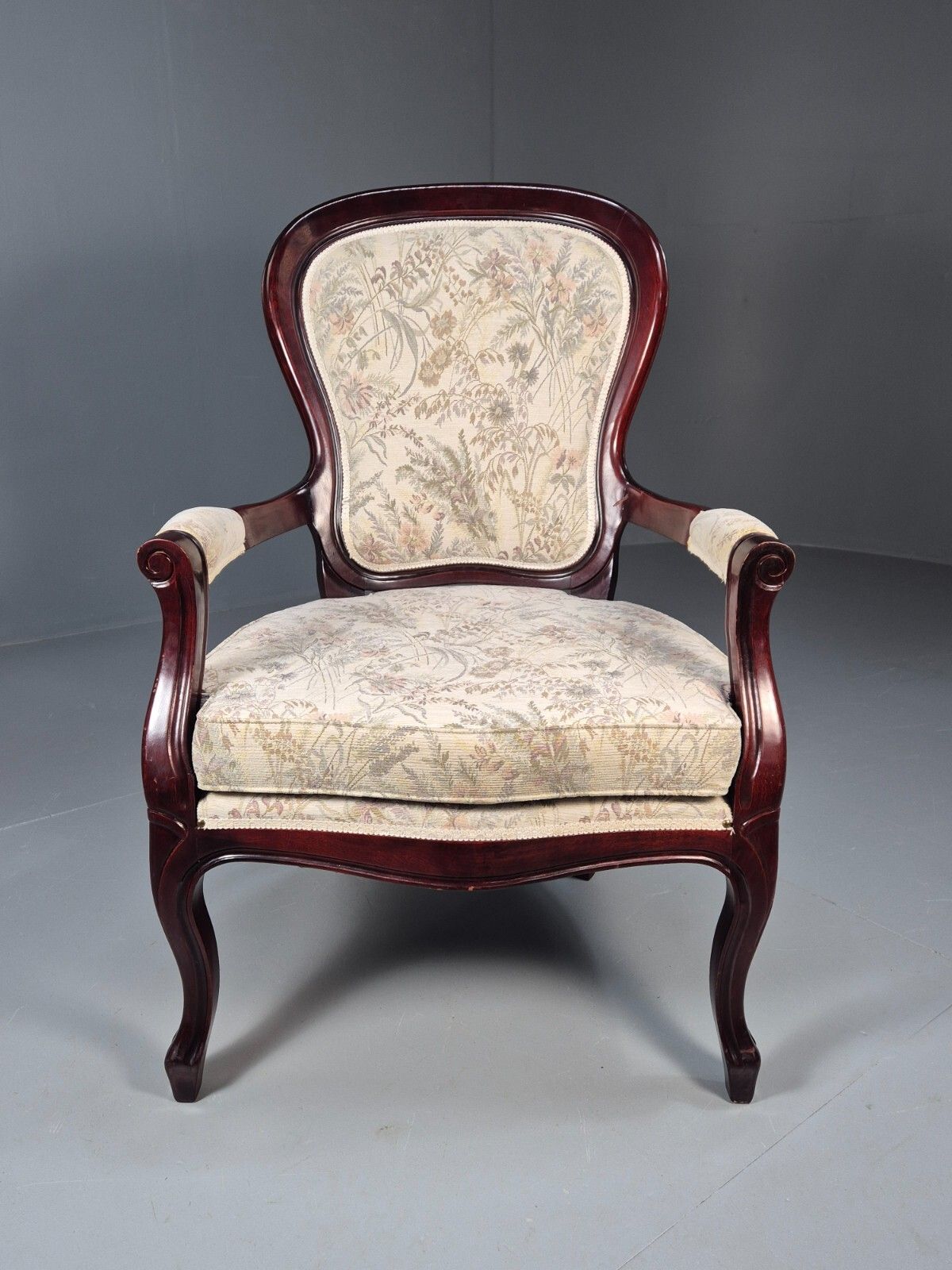 Vintrage Danish Lounge Chair Floral Cotton Antique French Style Eb8927 Vclo photo furniture