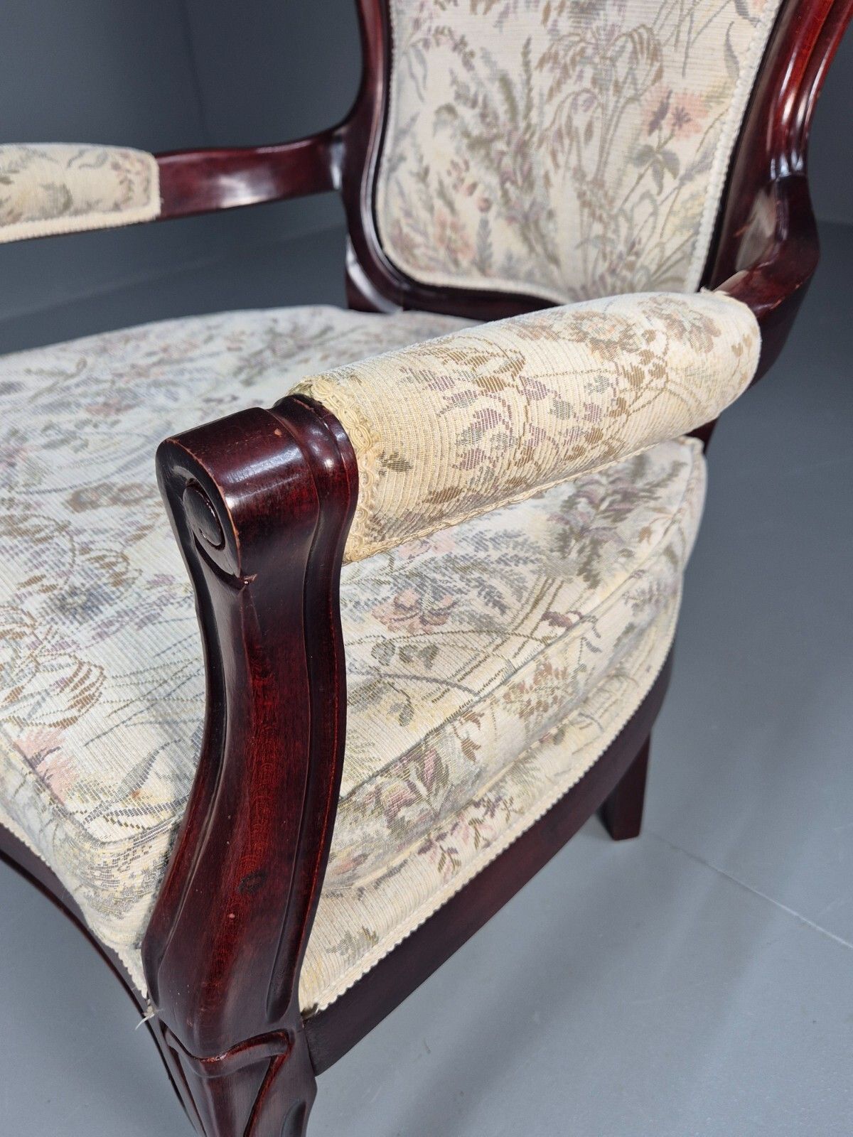 photo buy Vintrage Danish Lounge Chair Floral Cotton Antique French Style Eb8927 Vclo