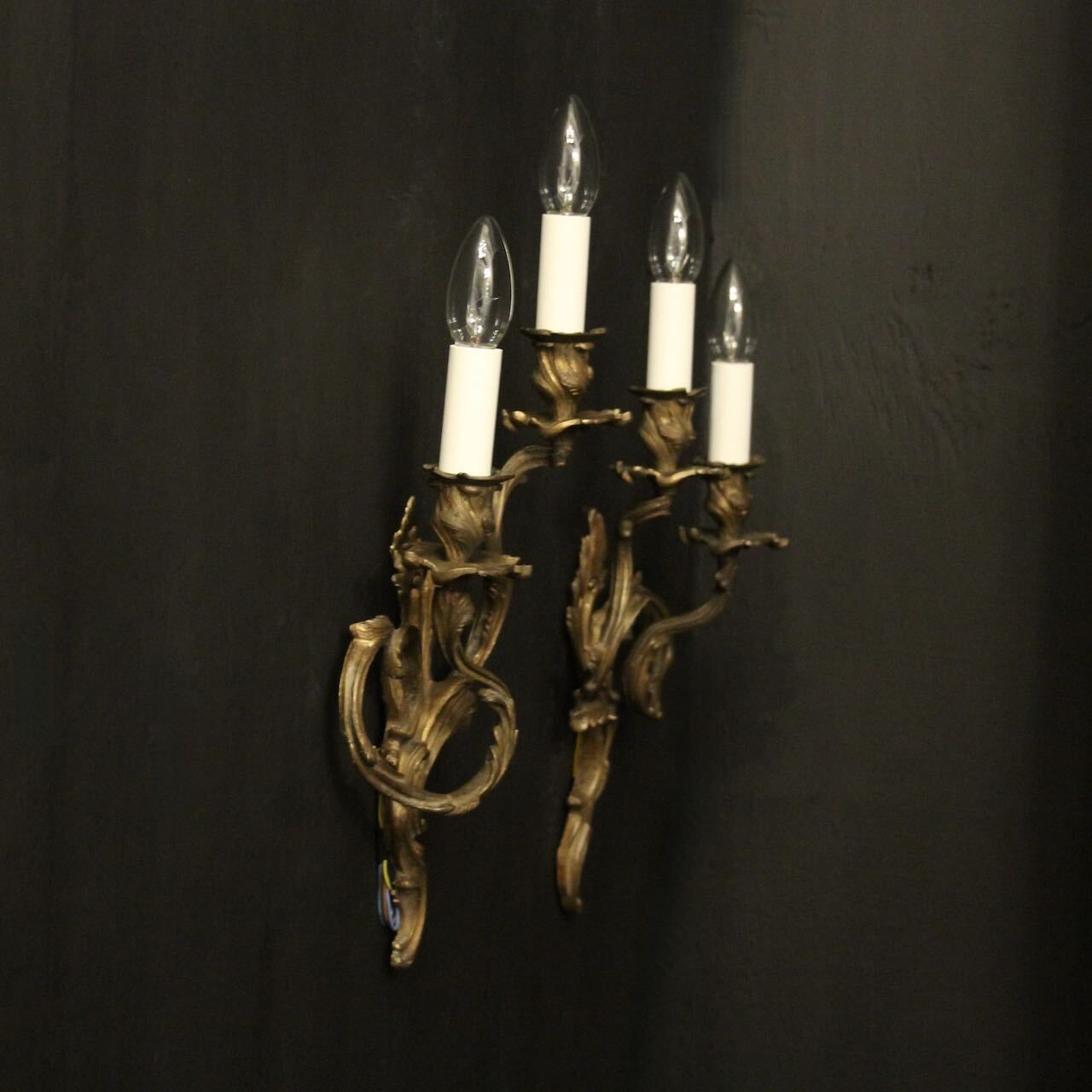 French Gilded Bronze Antique Wall Sconces photo vintage