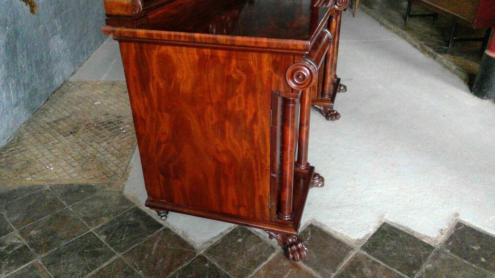photo furniture A Fine Luculentus Regency Neo Classical Architectural Designed Plum Pudding Mahogany Dining Room Buffet Sideboard Of Tastefull Elegant Proportions.