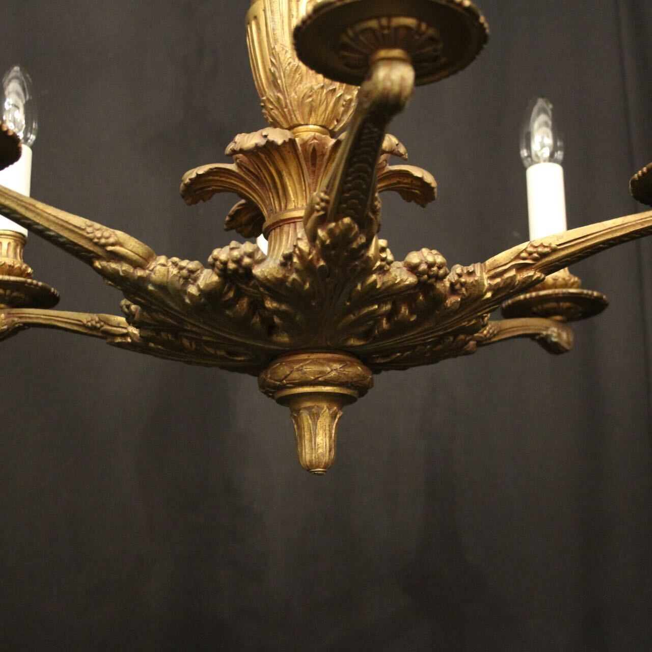French Gilded Bronze 6 Light Antique Chandelier photo furniture