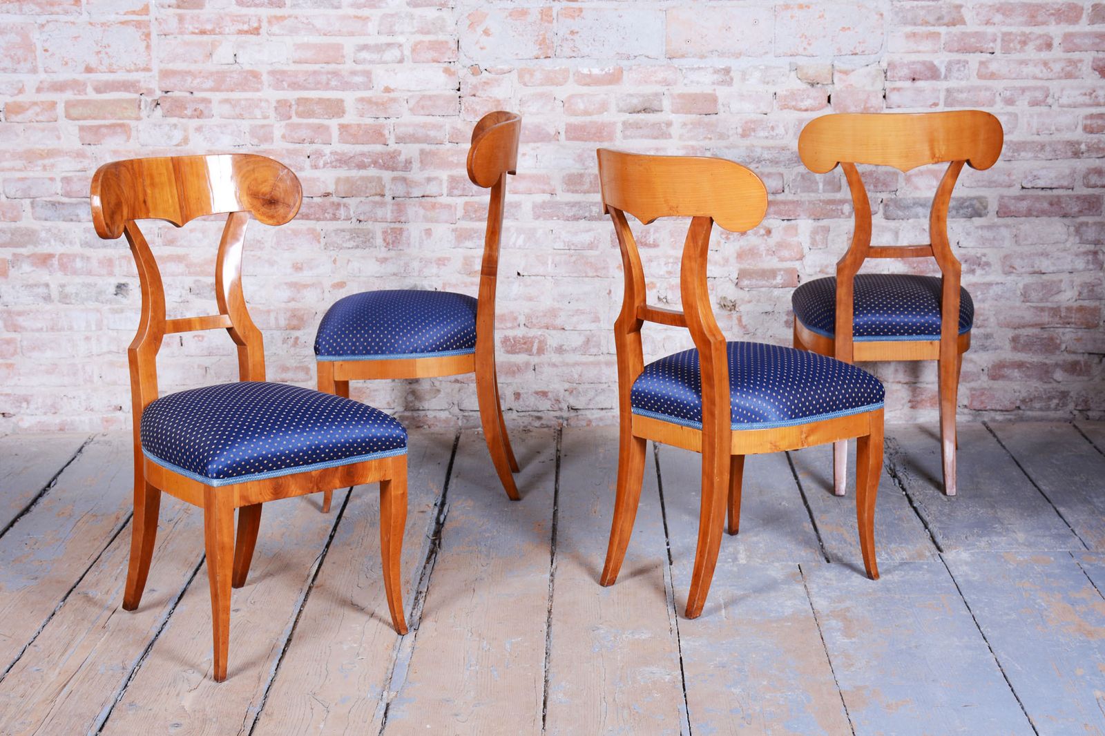 2850.0 Set Of Four Restored Biedermeier Cherry Wood, Revived Polish, Austria, 1820s photo