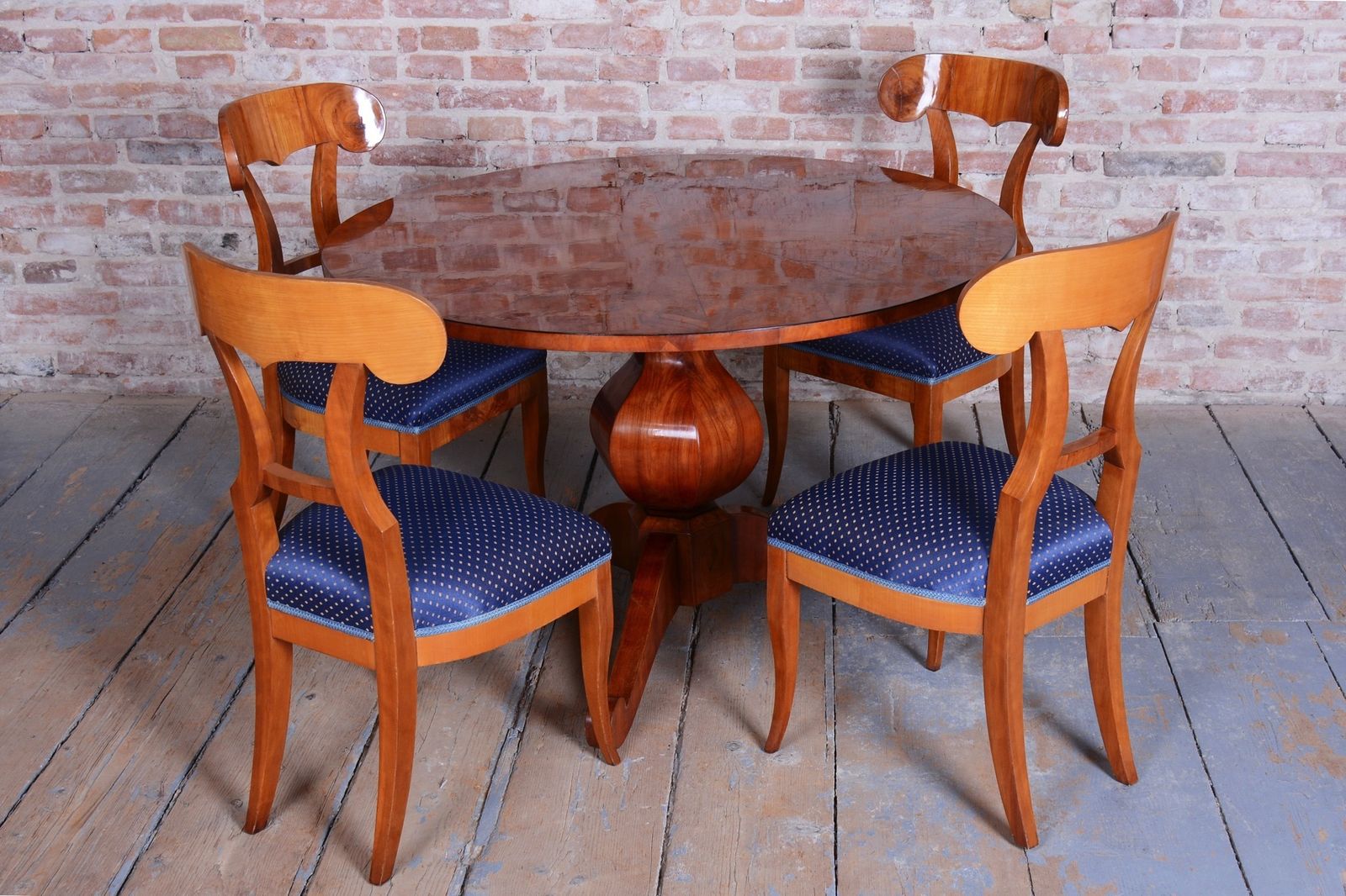 photo vintage Restored Biedermeier Dining Table, Cherry Wood, Revived Polish, Austrian, 1820s