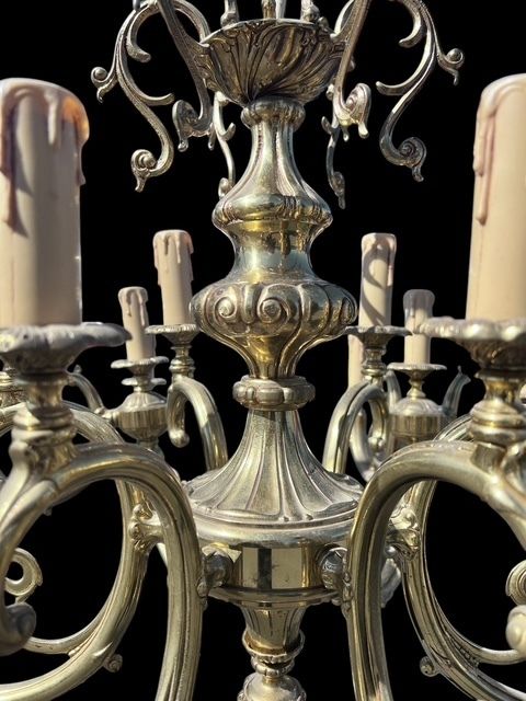 Large French 24 Light Heavy Good Quality Antique Brass Chandelier photo furniture
