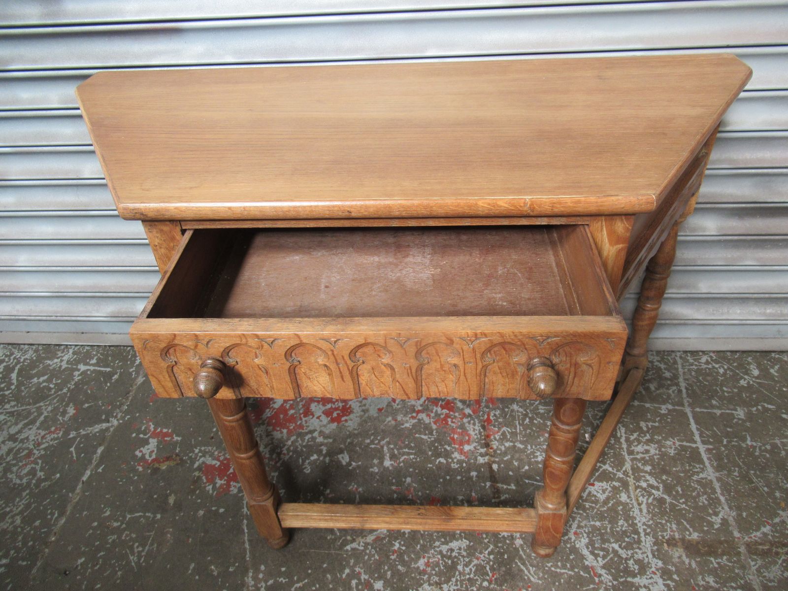 Light Oak Drop Leaf Side Table photo vinterior