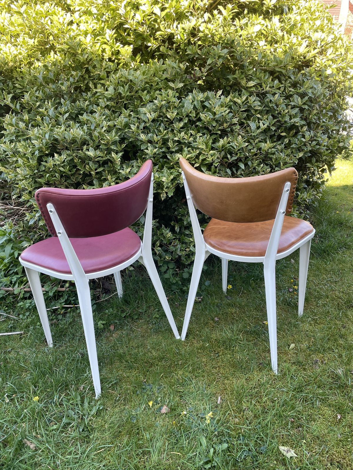2 Ernest Race Ba3,  Chairs Mid Century Design Probably Made In 1990s Brown Leather And Red Leather photo for sale