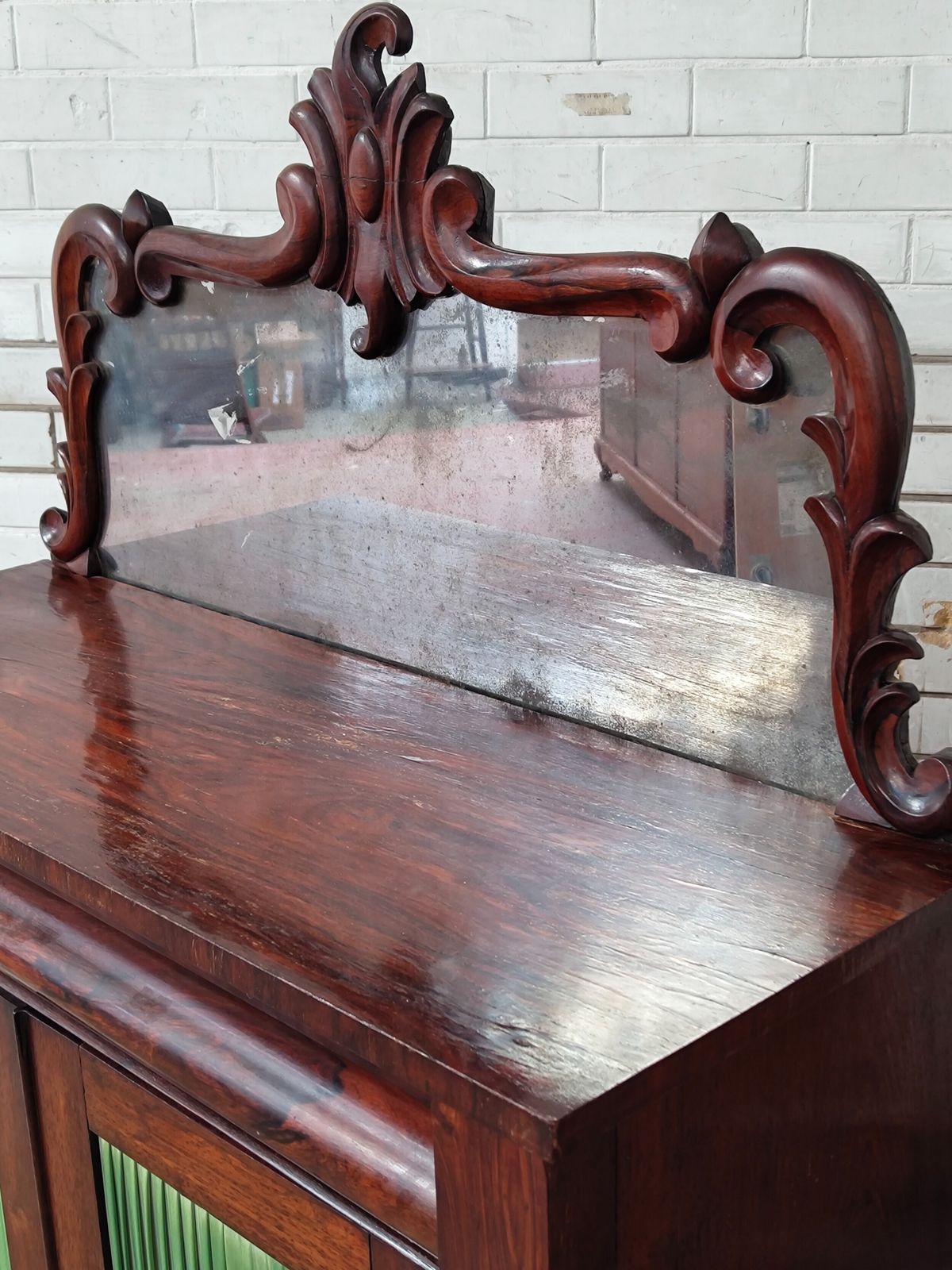 Antique Country House Regency Rosewood Chiffonier With Distressed Mirror photo vinterior