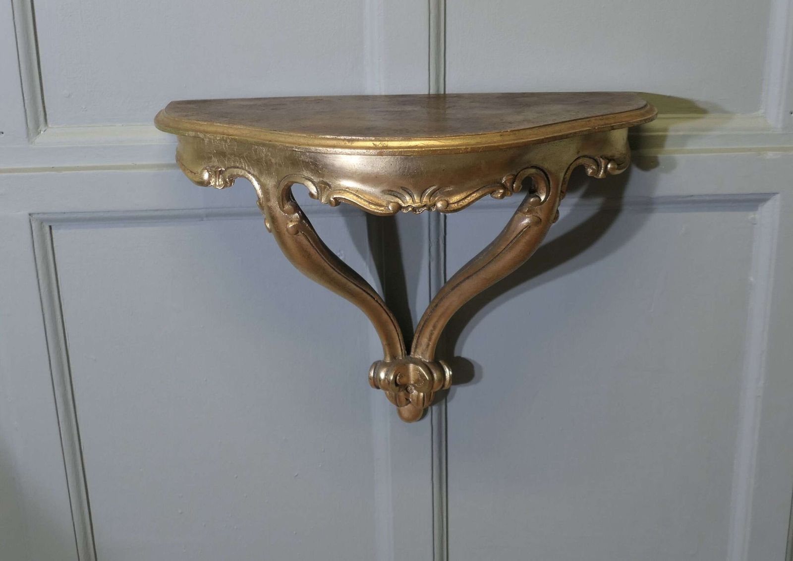 Charming French Gilt Console Hall Table, Wall Shelf photo for sale