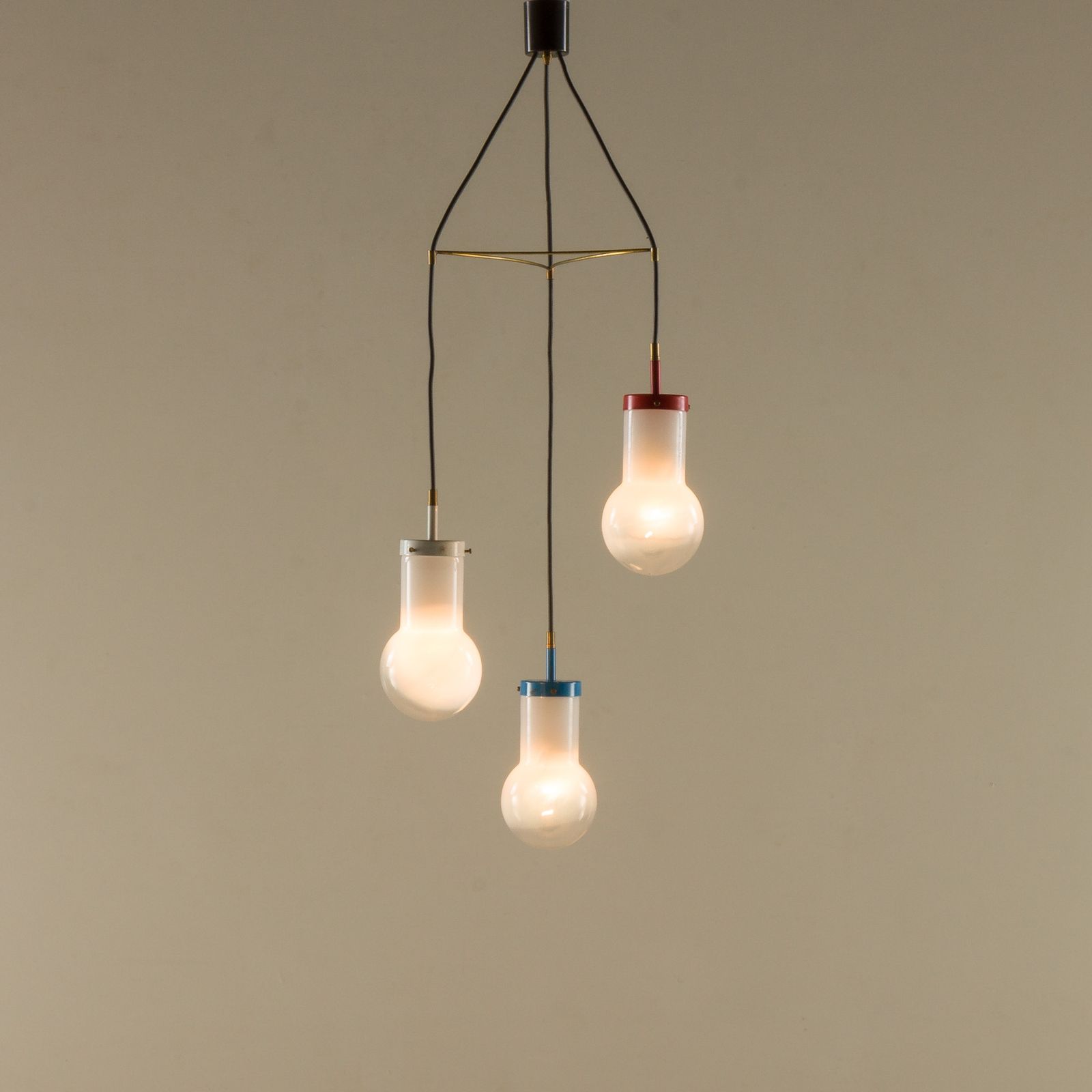Italian Pendant Lamp With “Lattimo” Murano Glass Shades, Mid Century Modern, 1970s photo furniture