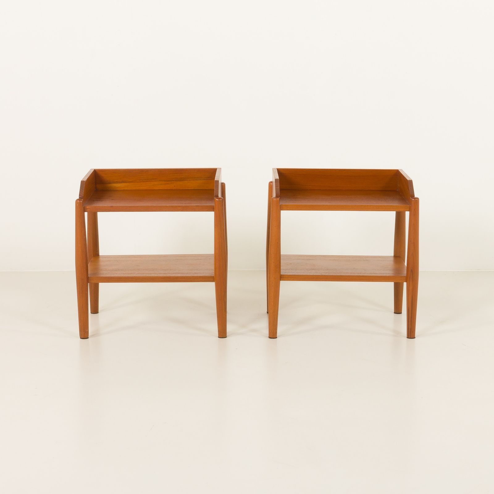 Pair Of Mid Century Minimalist Nightstands, Bedside Tables In Solid Teak, Denmark 1970s photo furniture