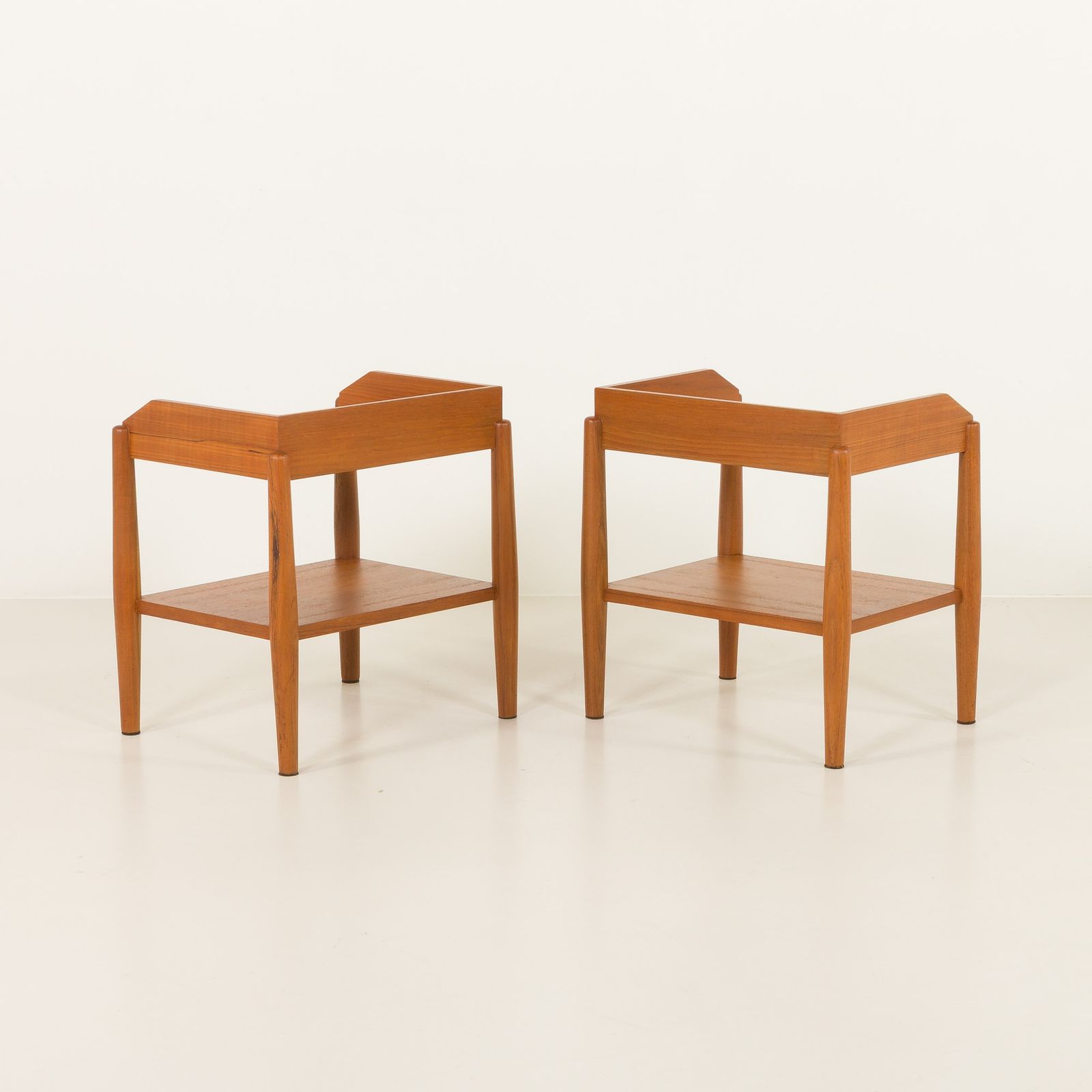 Pair Of Mid Century Minimalist Nightstands, Bedside Tables In Solid Teak, Denmark 1970s photo 1267.0