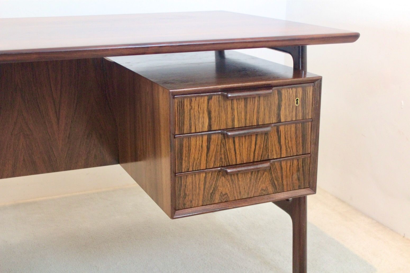photo for sale Free Standing Danish Mid Century Writing Desk By Arne Vodder, Denmark