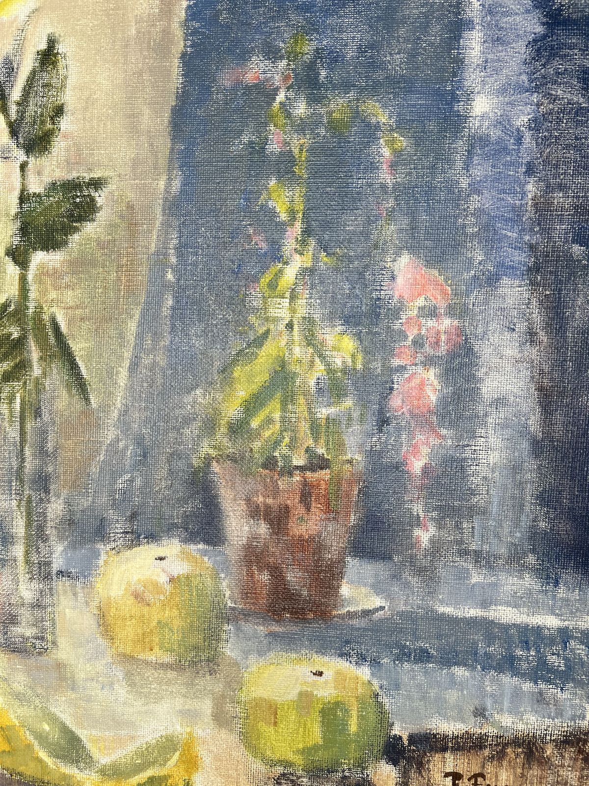 photo furniture Teapot And Lemons, Oil On Canvas Still Life Painting