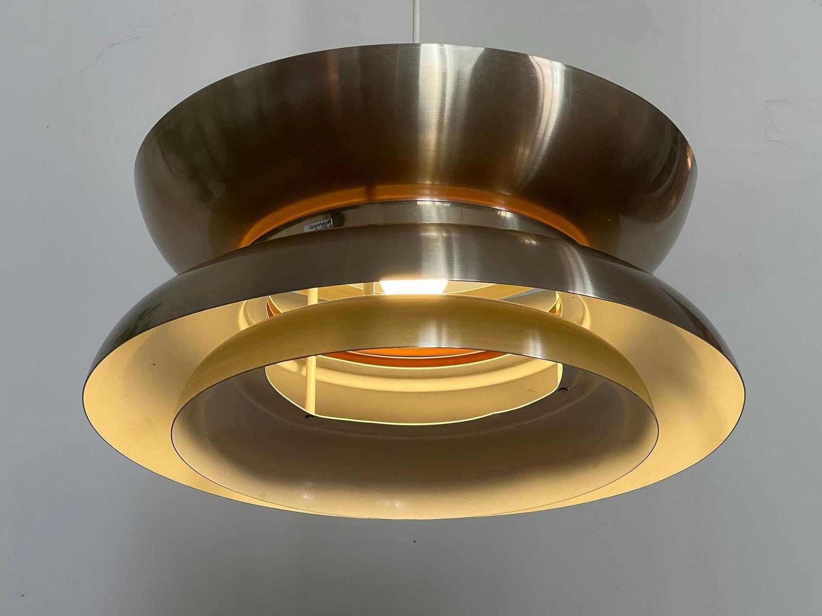 Golden Pendant Light By Carl Thore For Granhaga Metall. Sweden 1970s photo Lighting