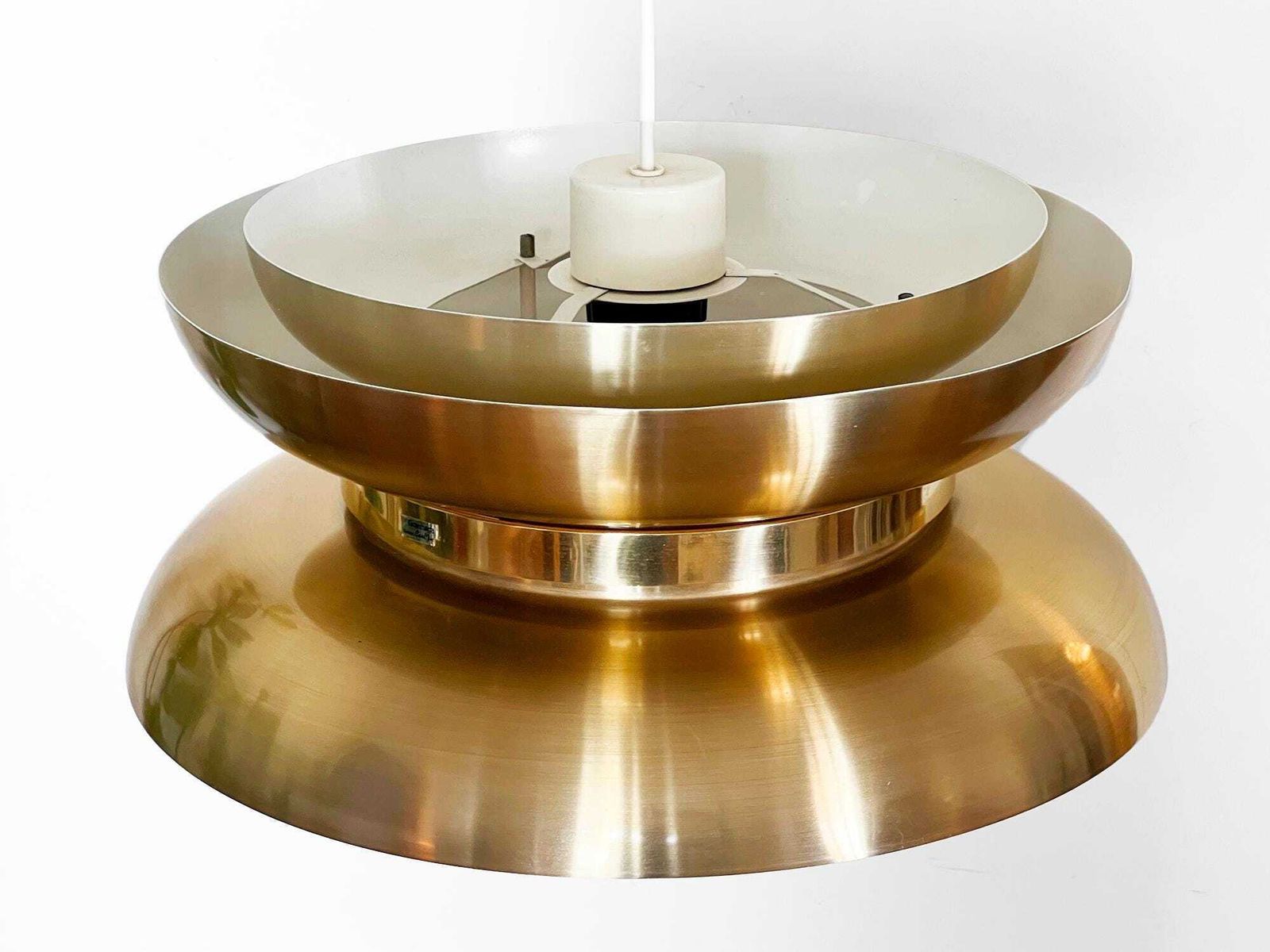 Golden Pendant Light By Carl Thore For Granhaga Metall. Sweden 1970s photo 381.0